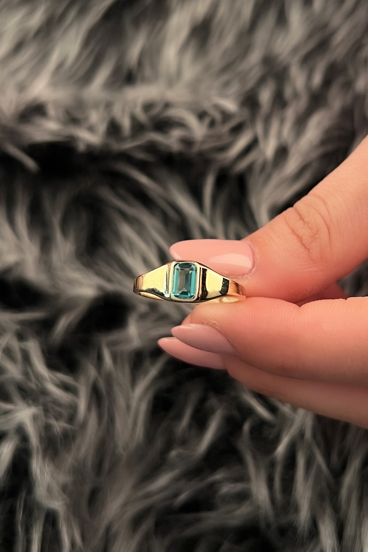 14K Gold Green Solitaire Ring