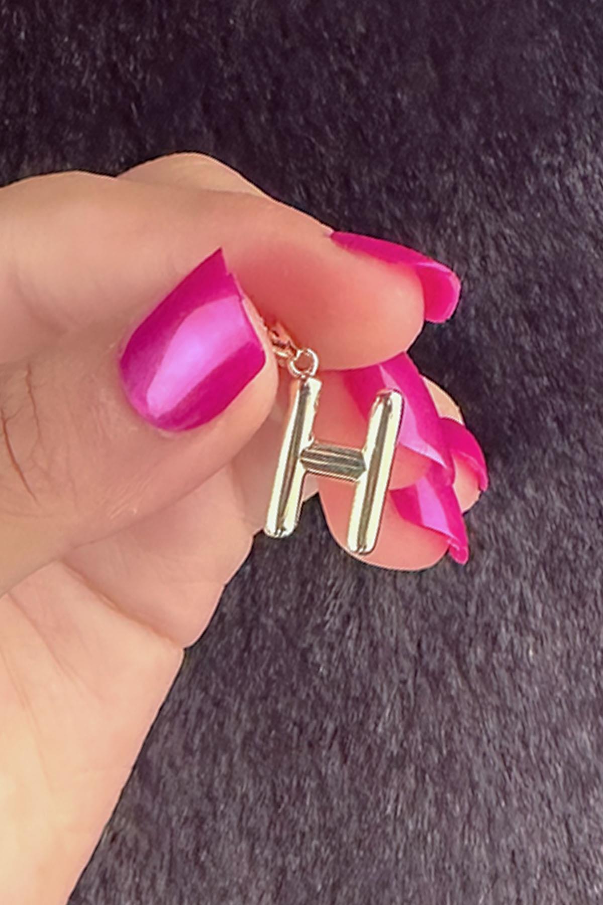 14K Gold H Letter Charm