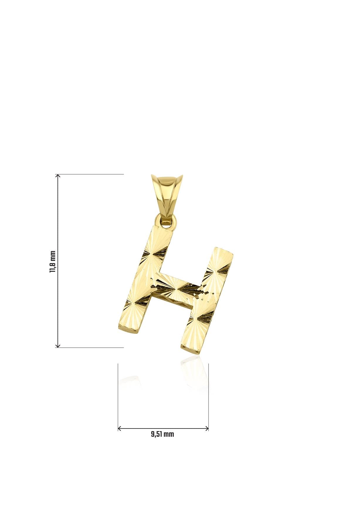 14K Gold H Letter Mini Shine Pendant