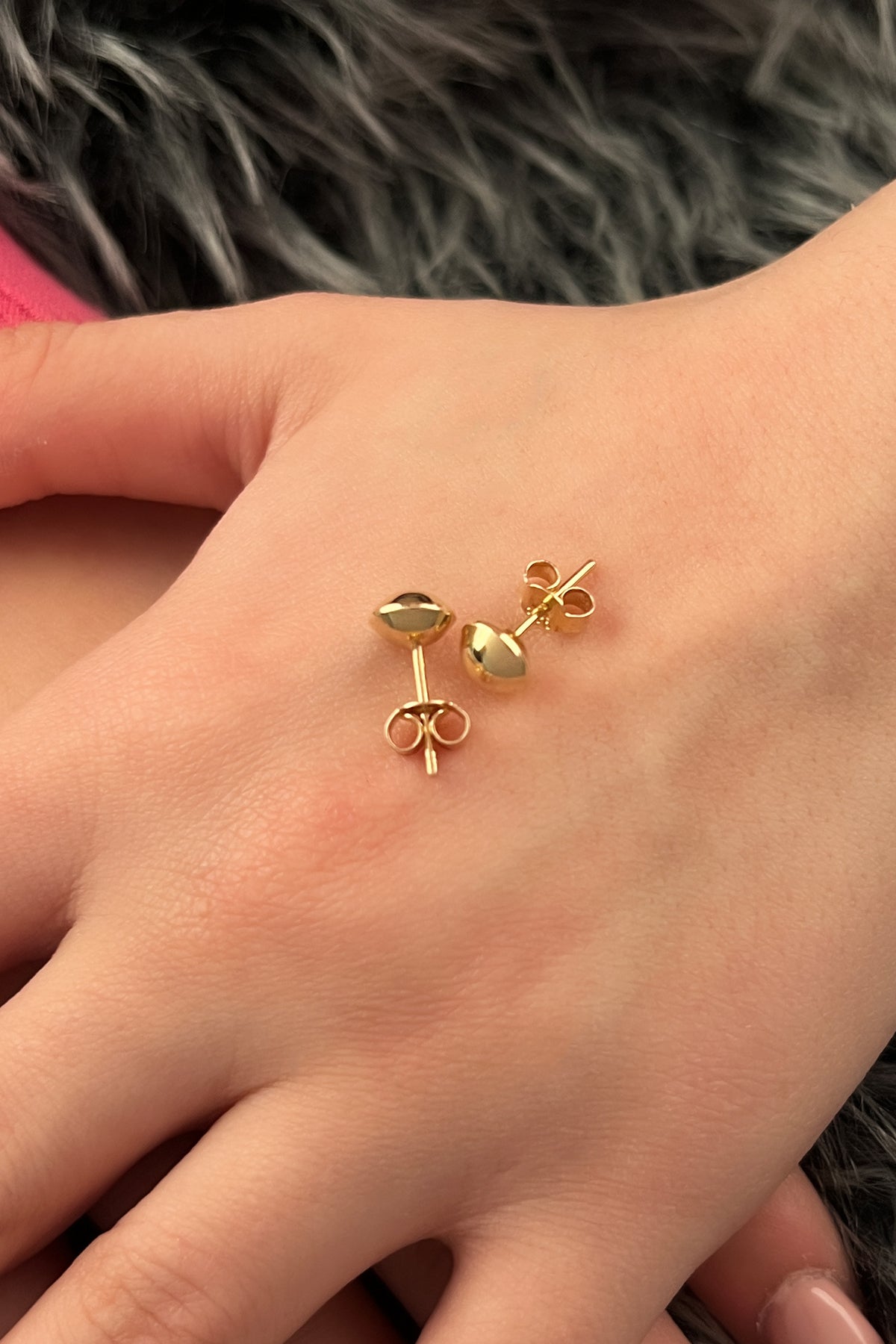 14K Gold Half Ball Stud Earrings