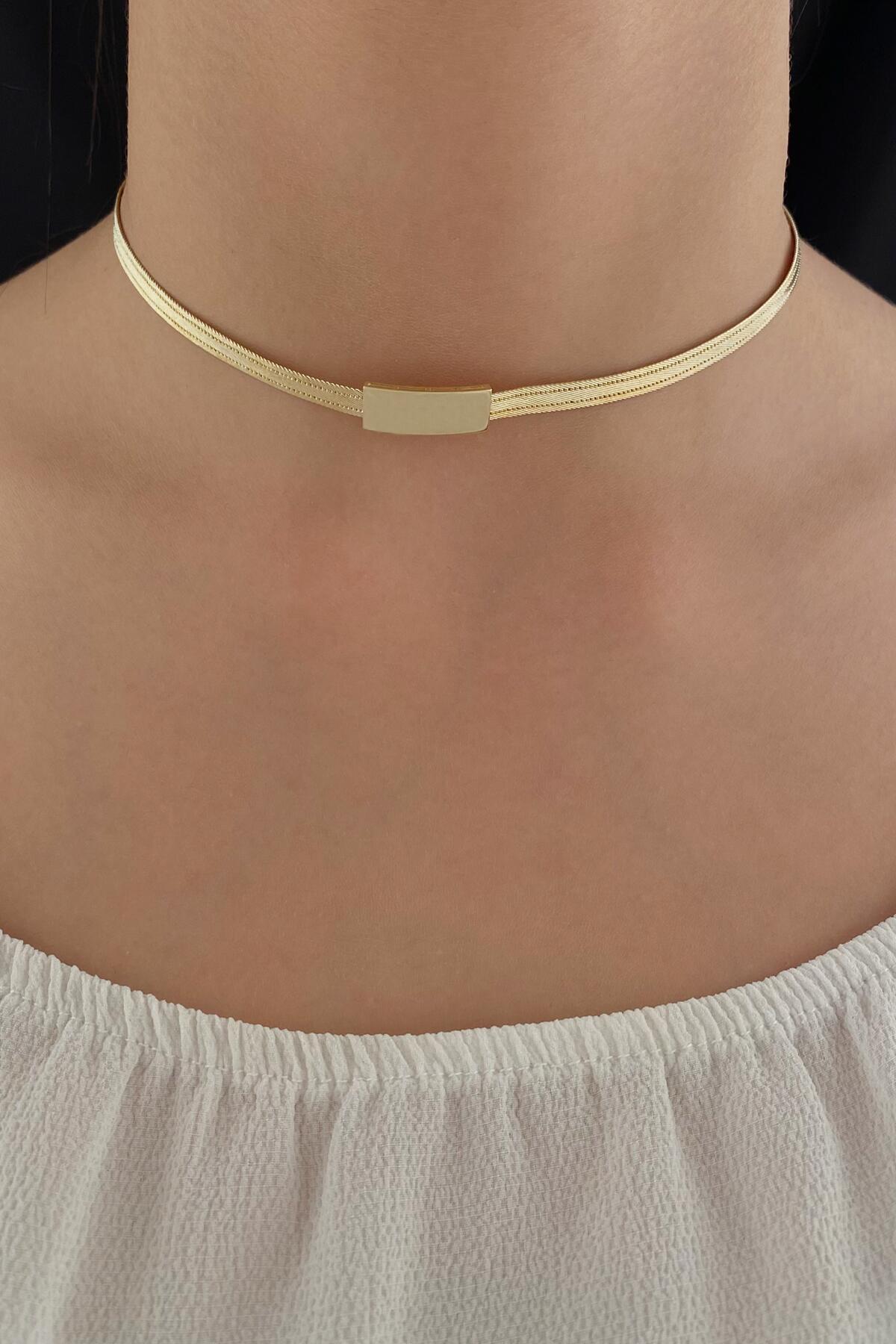 14K Gold Hand Knitted Choker Necklace