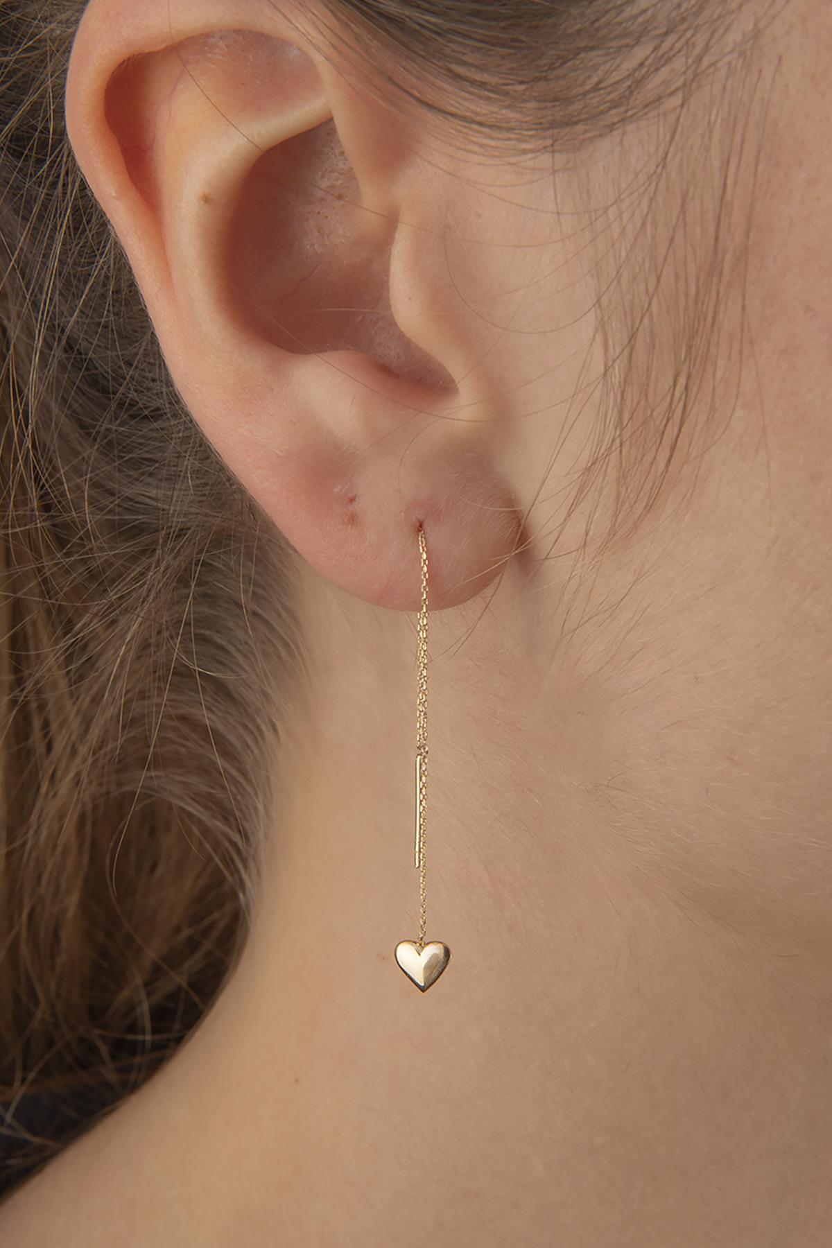 14K Gold Heart Drop Earrings