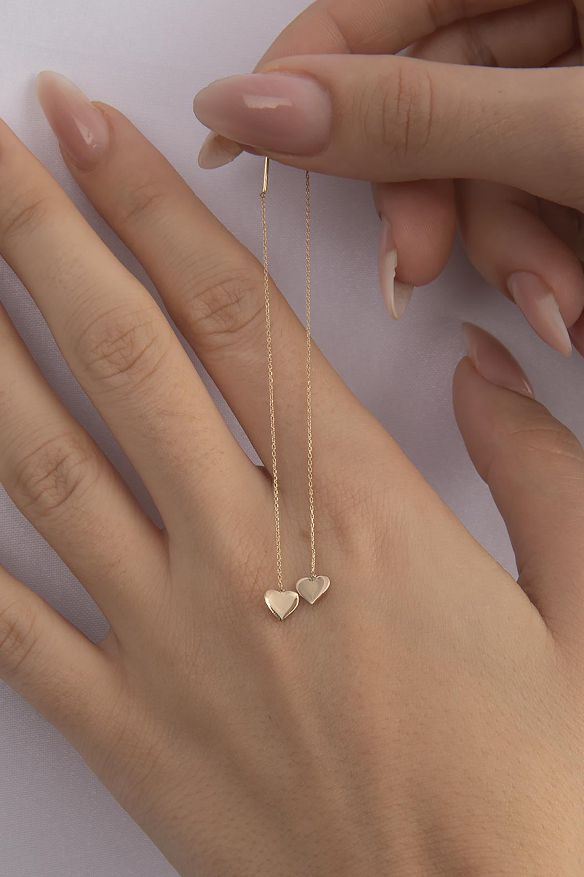 14K Gold Heart Drop Earrings