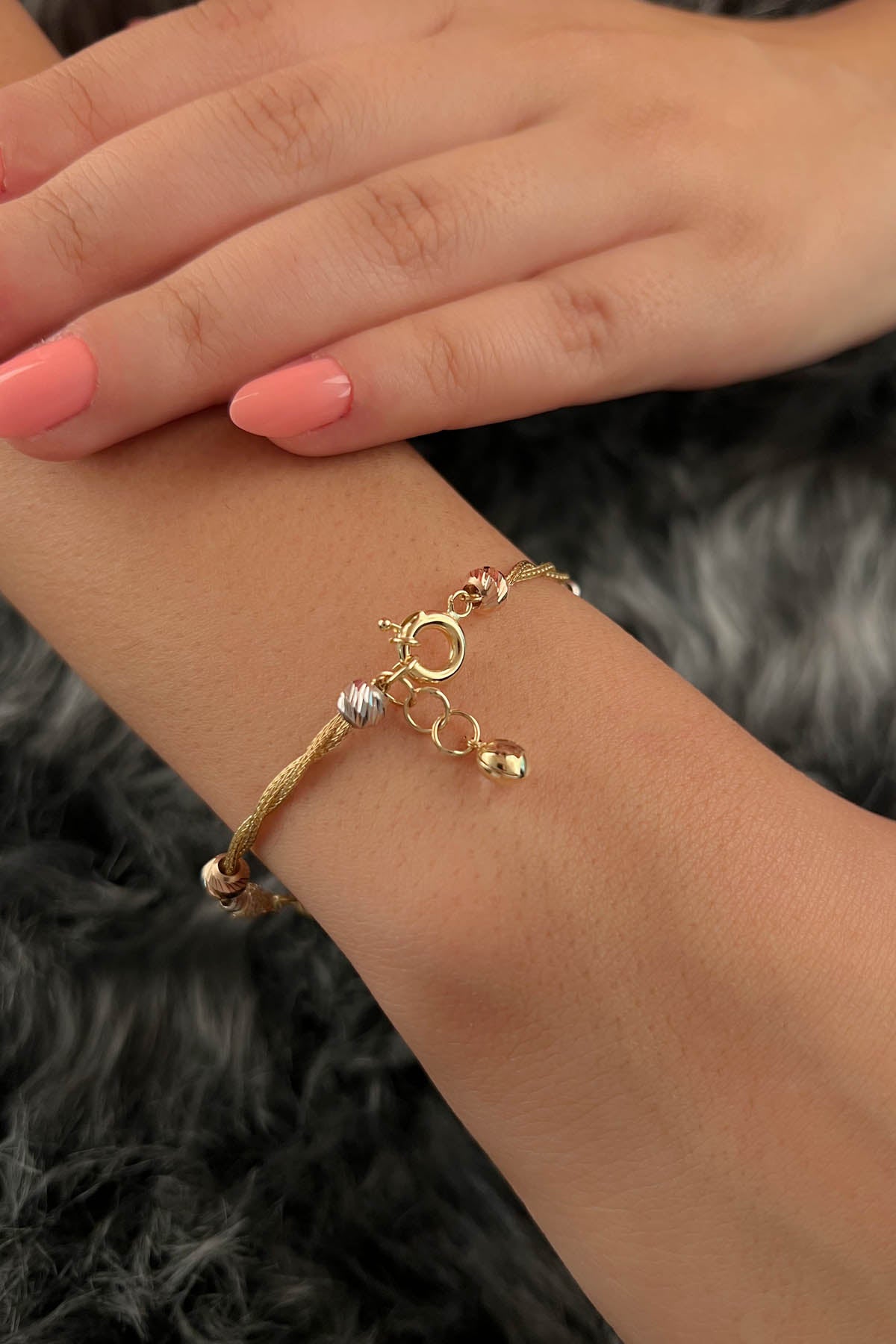 14K Gold Heart Paperclip Bracelet