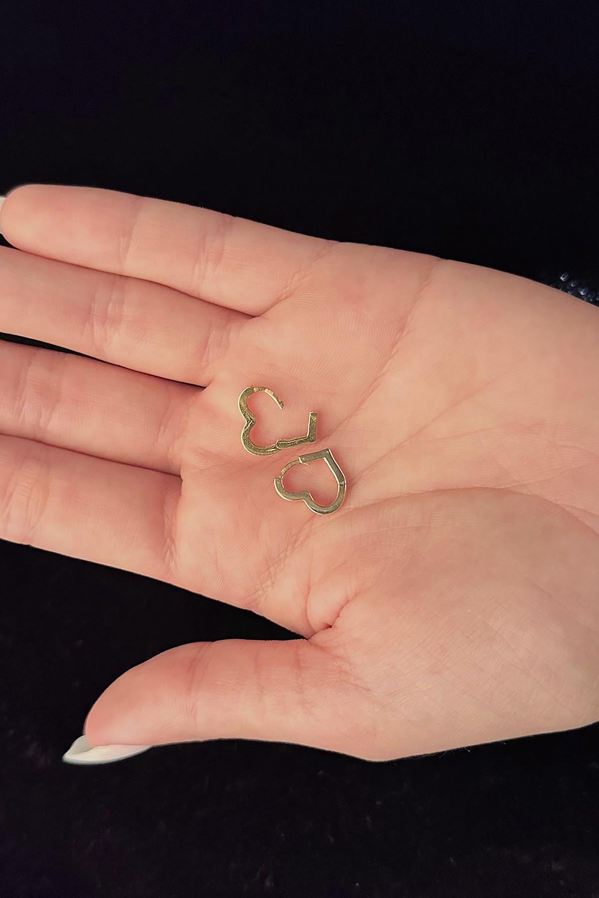 14K Gold Heart Shaped Huggie Hoop Earrings