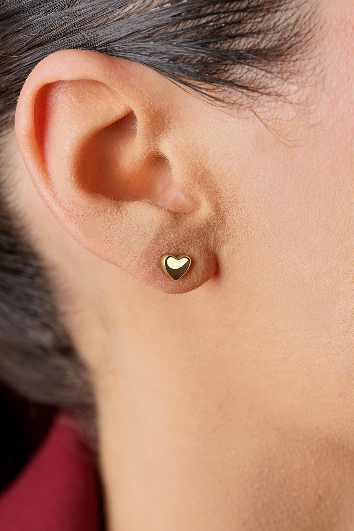 14K Gold Herat Shape Stud Earrings