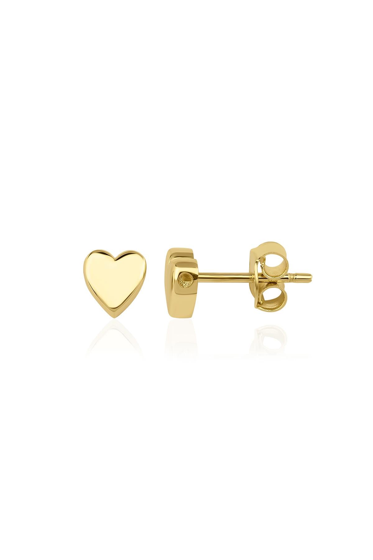 14K Gold Herat Shape Stud Earrings
