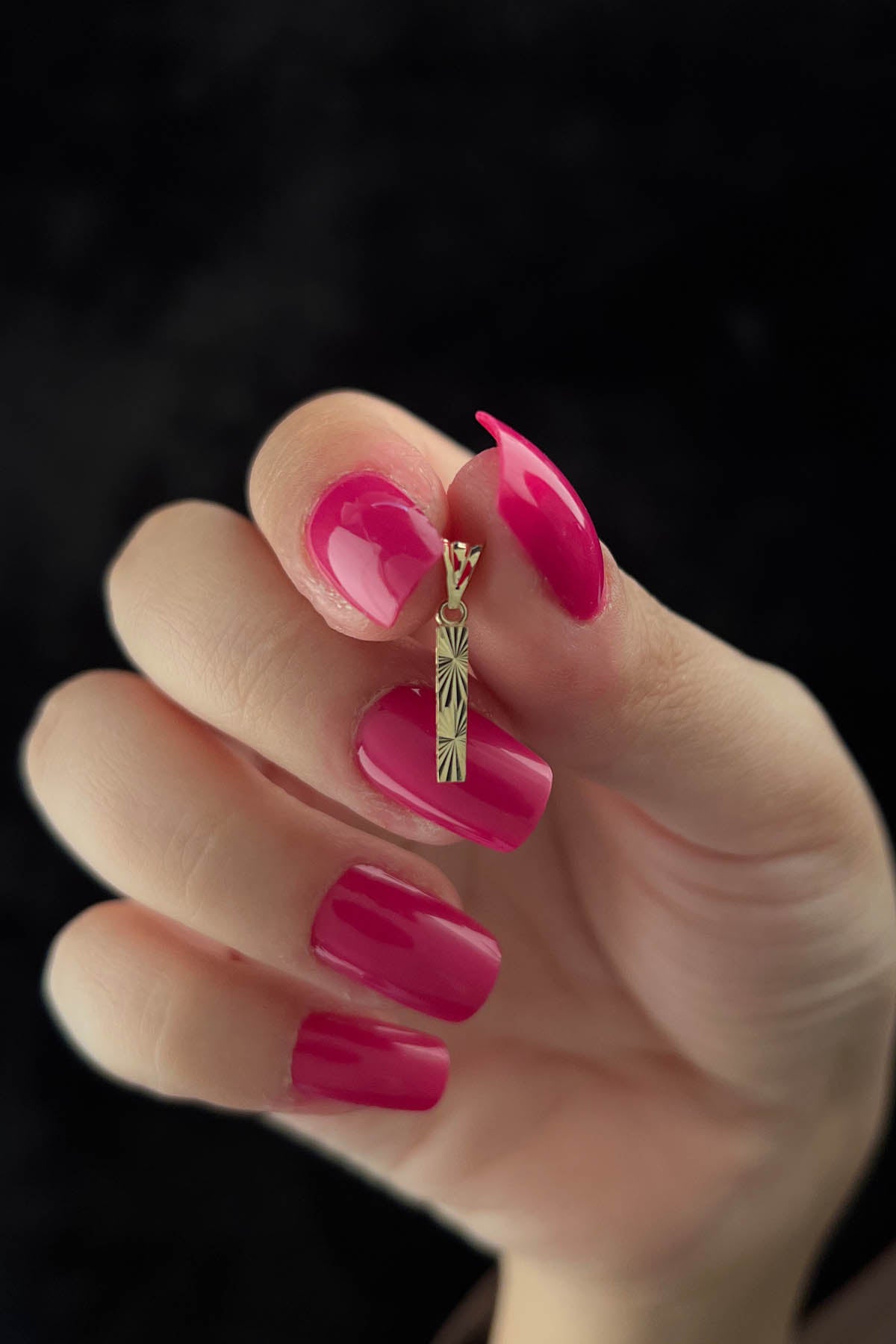 14K Gold I Letter Mini Shine Pendant