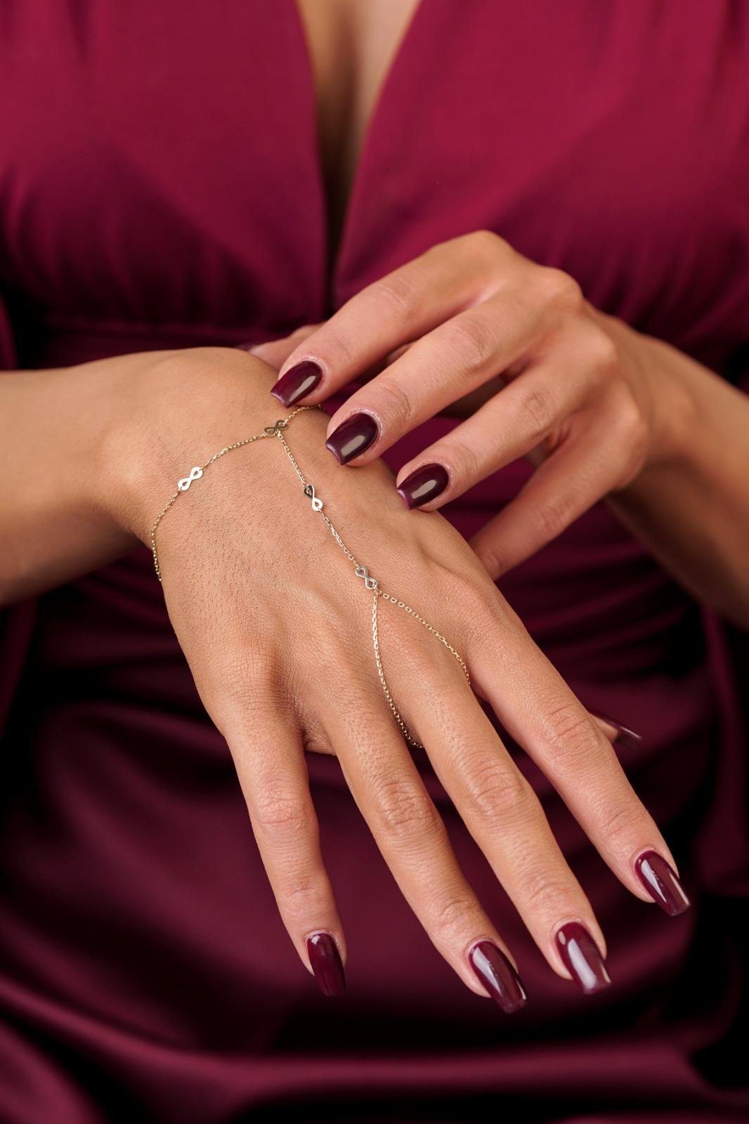 14K Gold Infinity Hand Chain