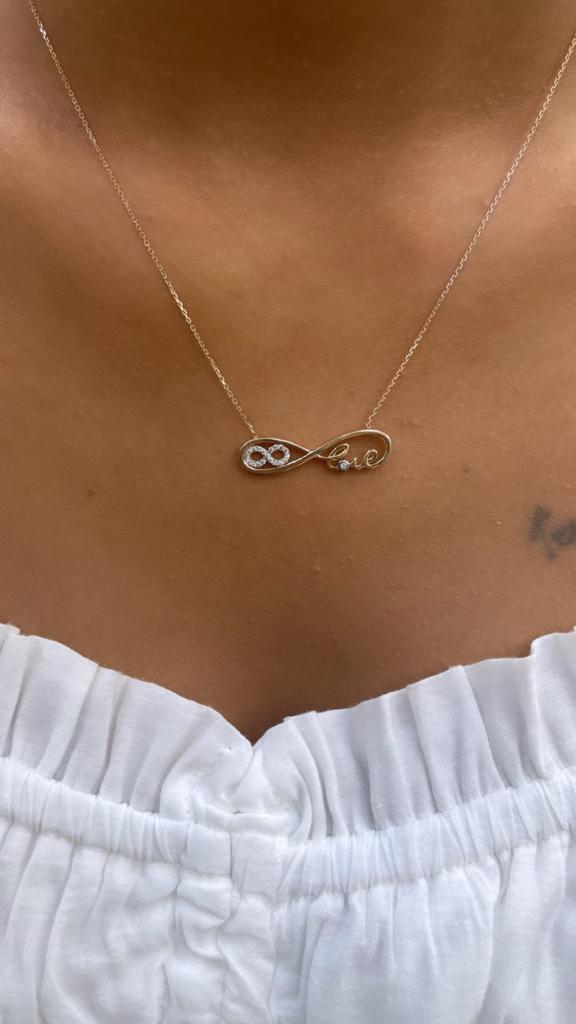 14K Gold Infinity Love Shaped Necklace