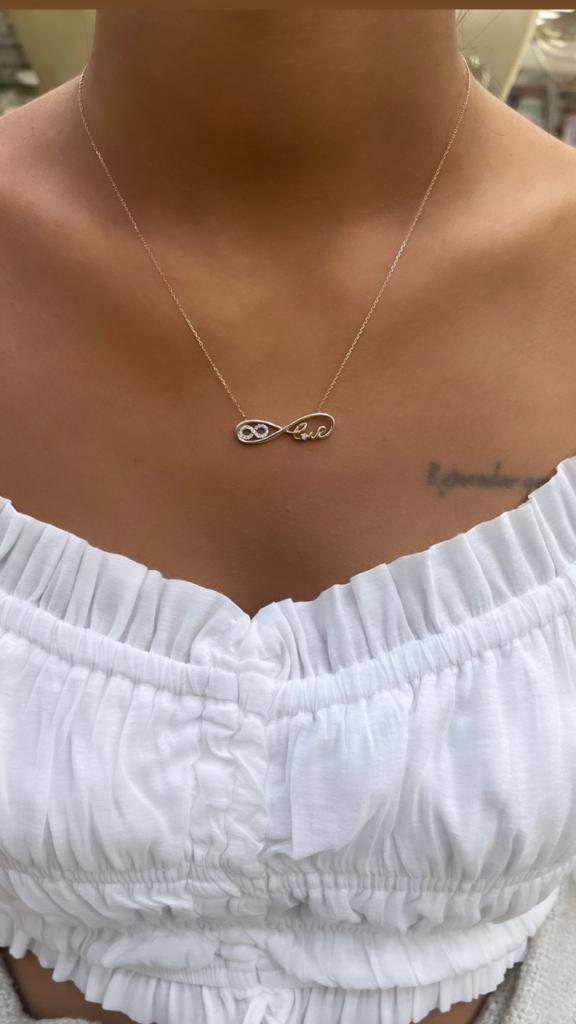 14K Gold Infinity Love Shaped Necklace