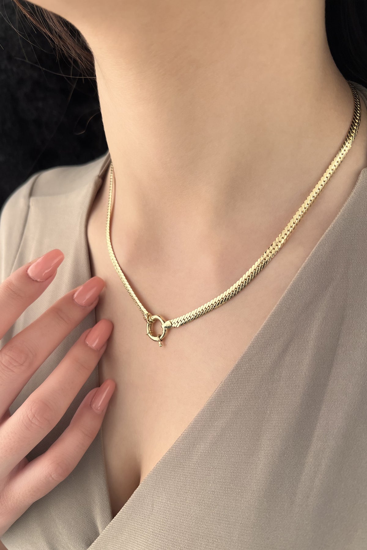 14K Gold Italian Snake Back Chain With Sailor Lock 0.157 inch