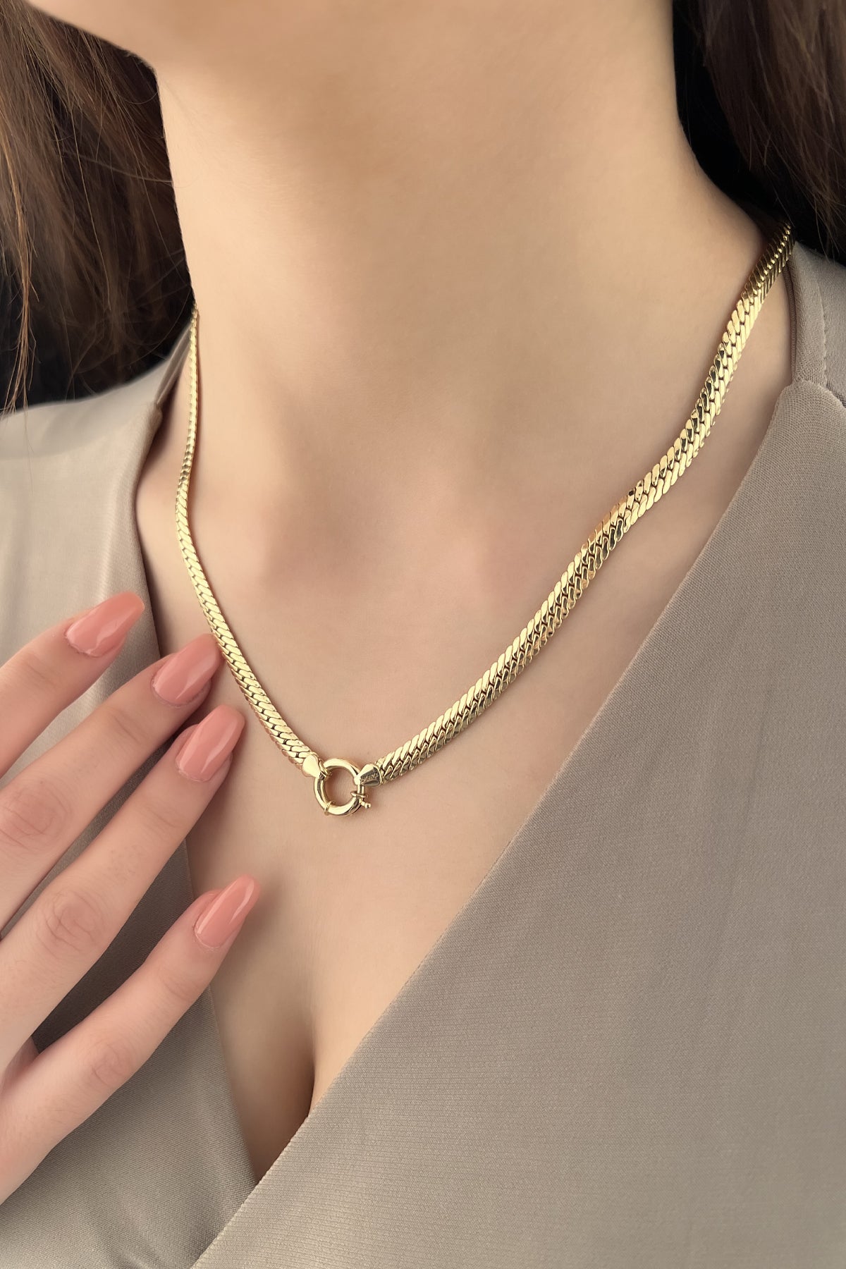 14K Gold Italian Snake Back Chain With Sailor Lock 0.200 inch
