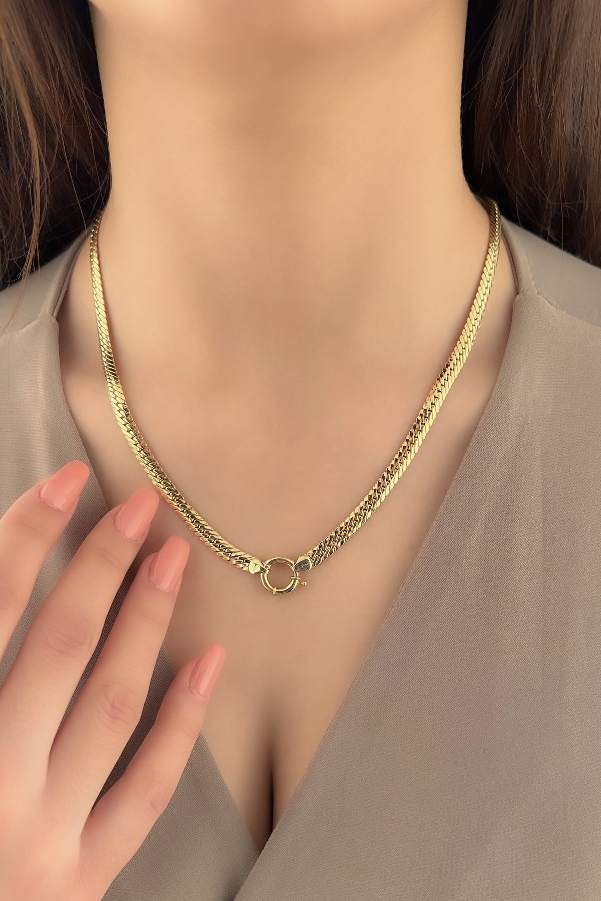 14K Gold Italian Snake Back Chain With Sailor Lock 0.200 inch