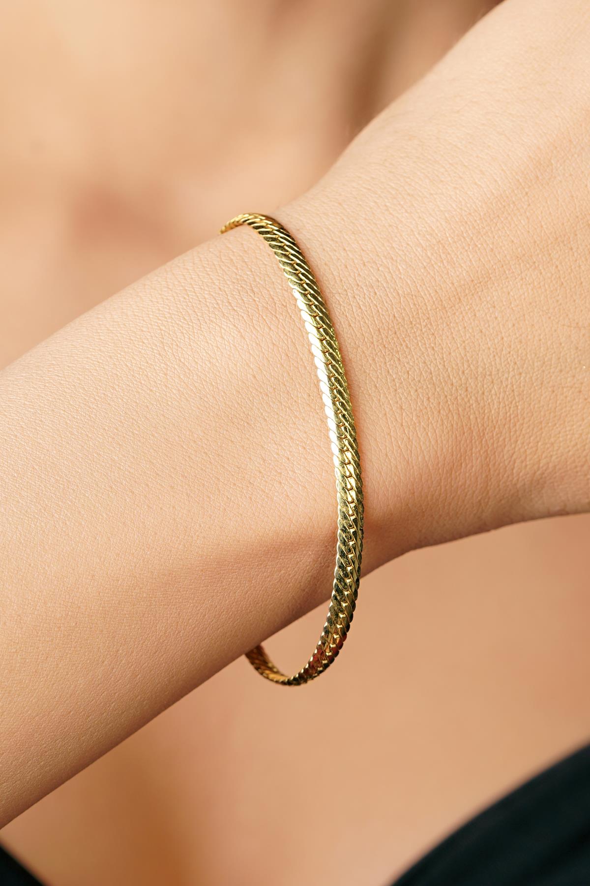 14K Gold İtalian Snake Bracelet 0.147 inch