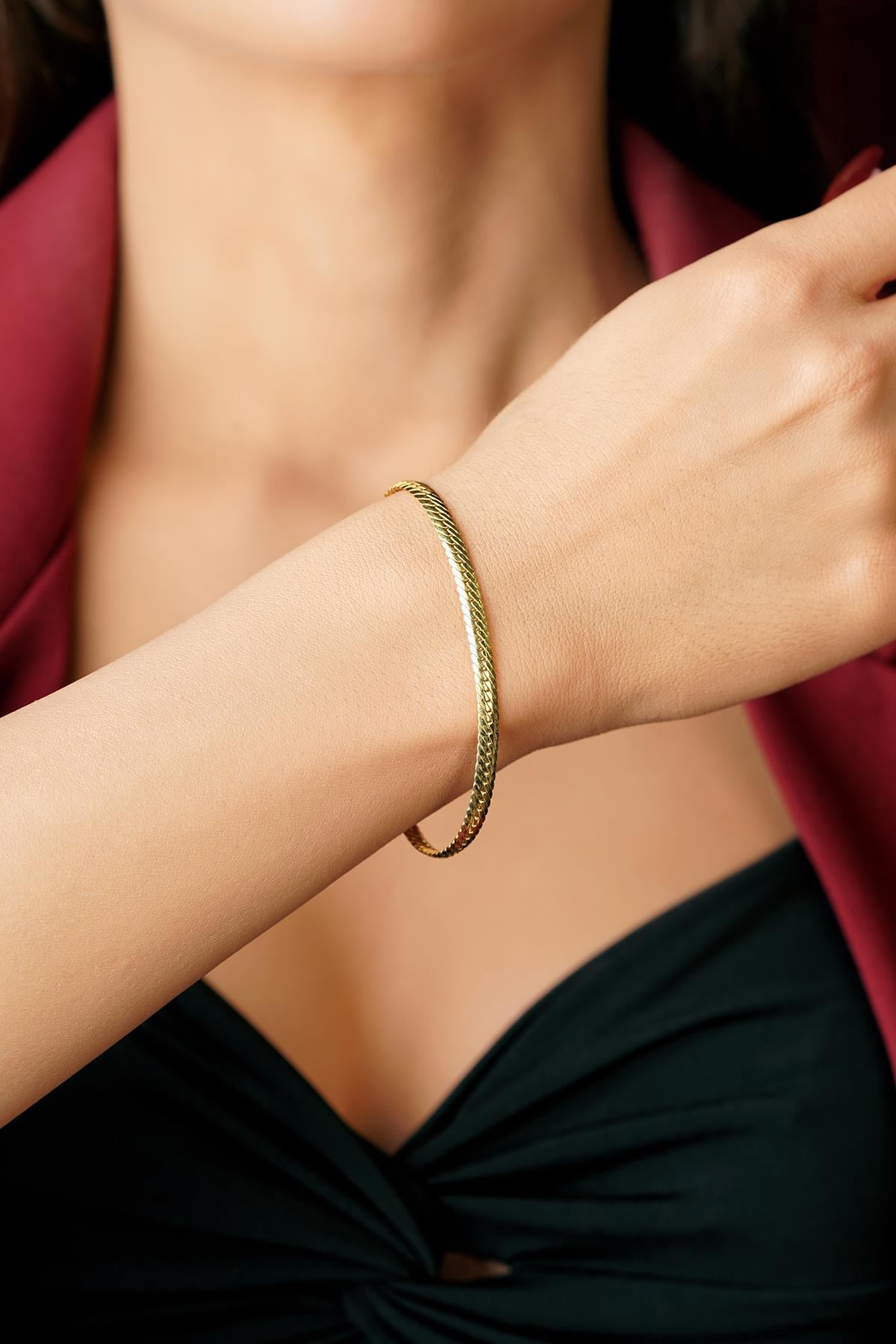 14K Gold İtalian Snake Bracelet 0.147 inch