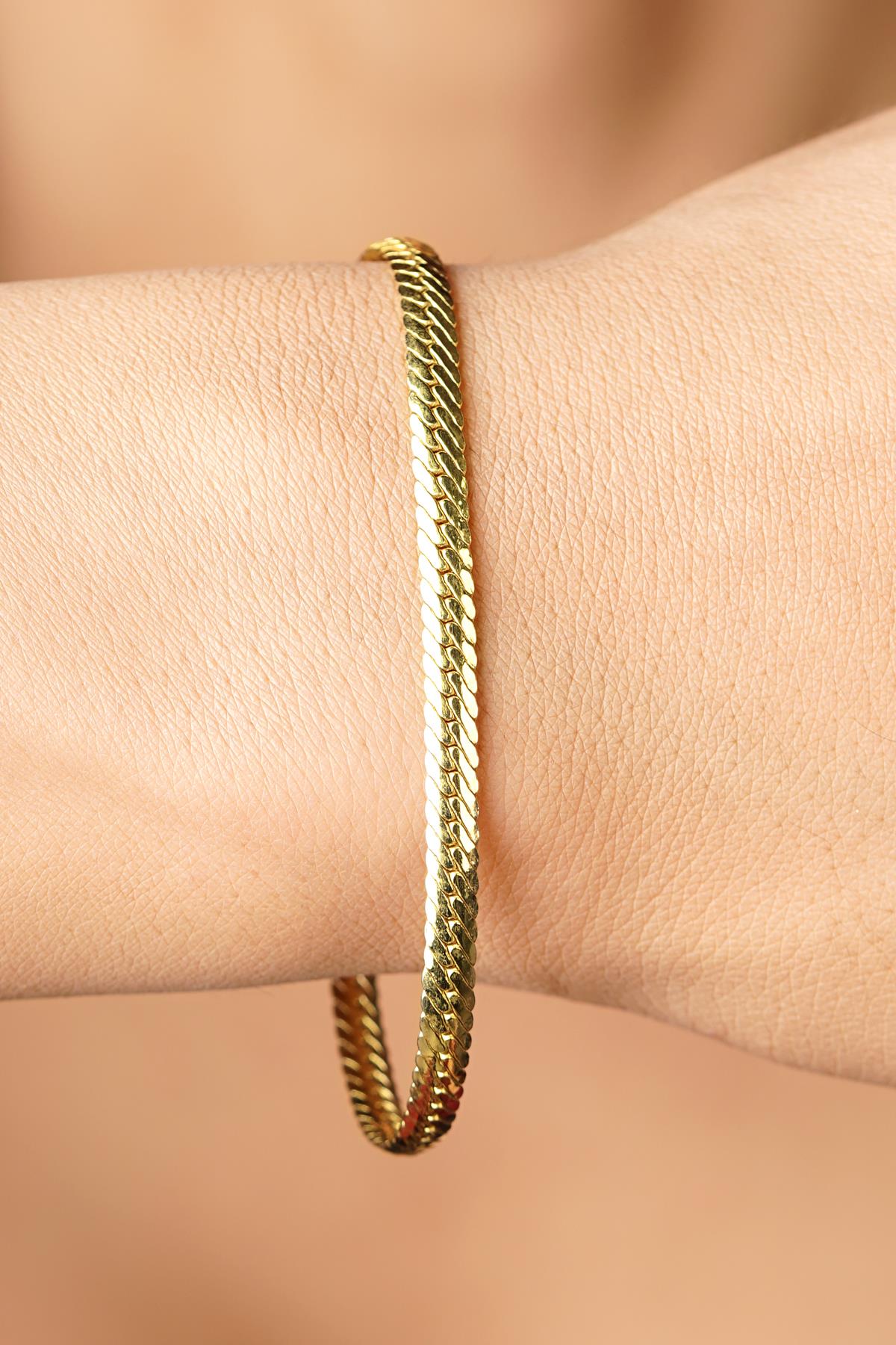 14K Gold İtalian Snake Bracelet 0.147 inch