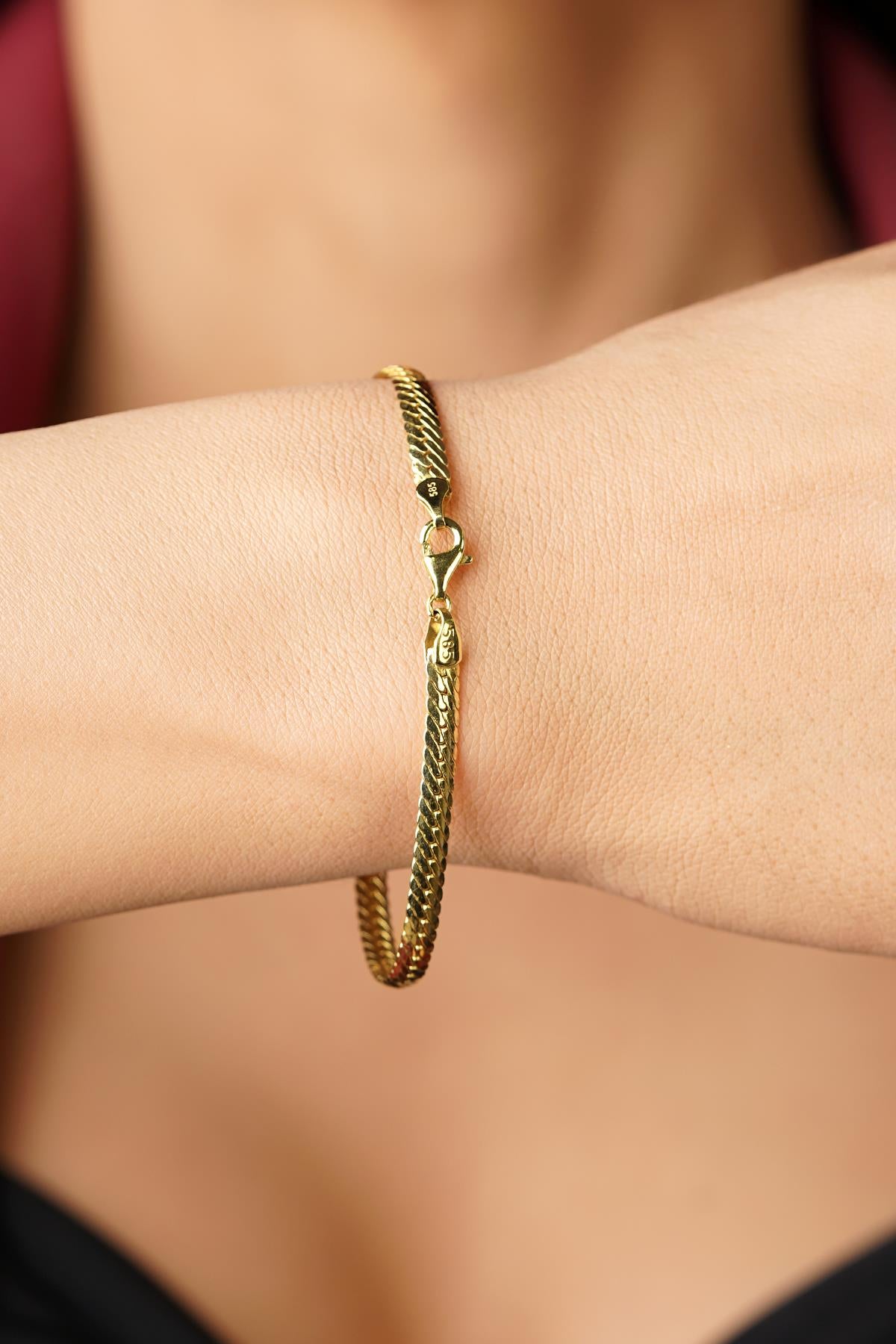 14K Gold İtalian Snake Bracelet 0.147 inch