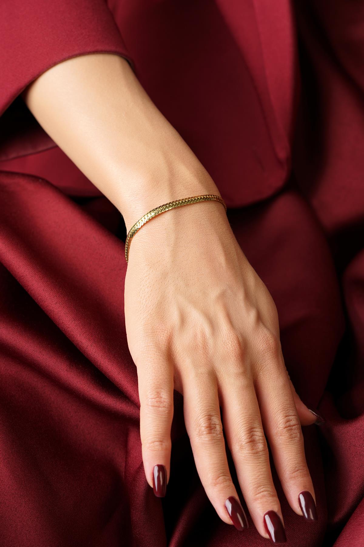 14K Gold İtalian Snake Bracelet 0.147 inch
