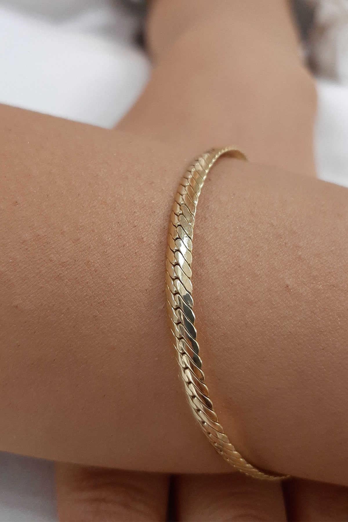 14K Gold İtalian Snake Bracelet 0.147 inch