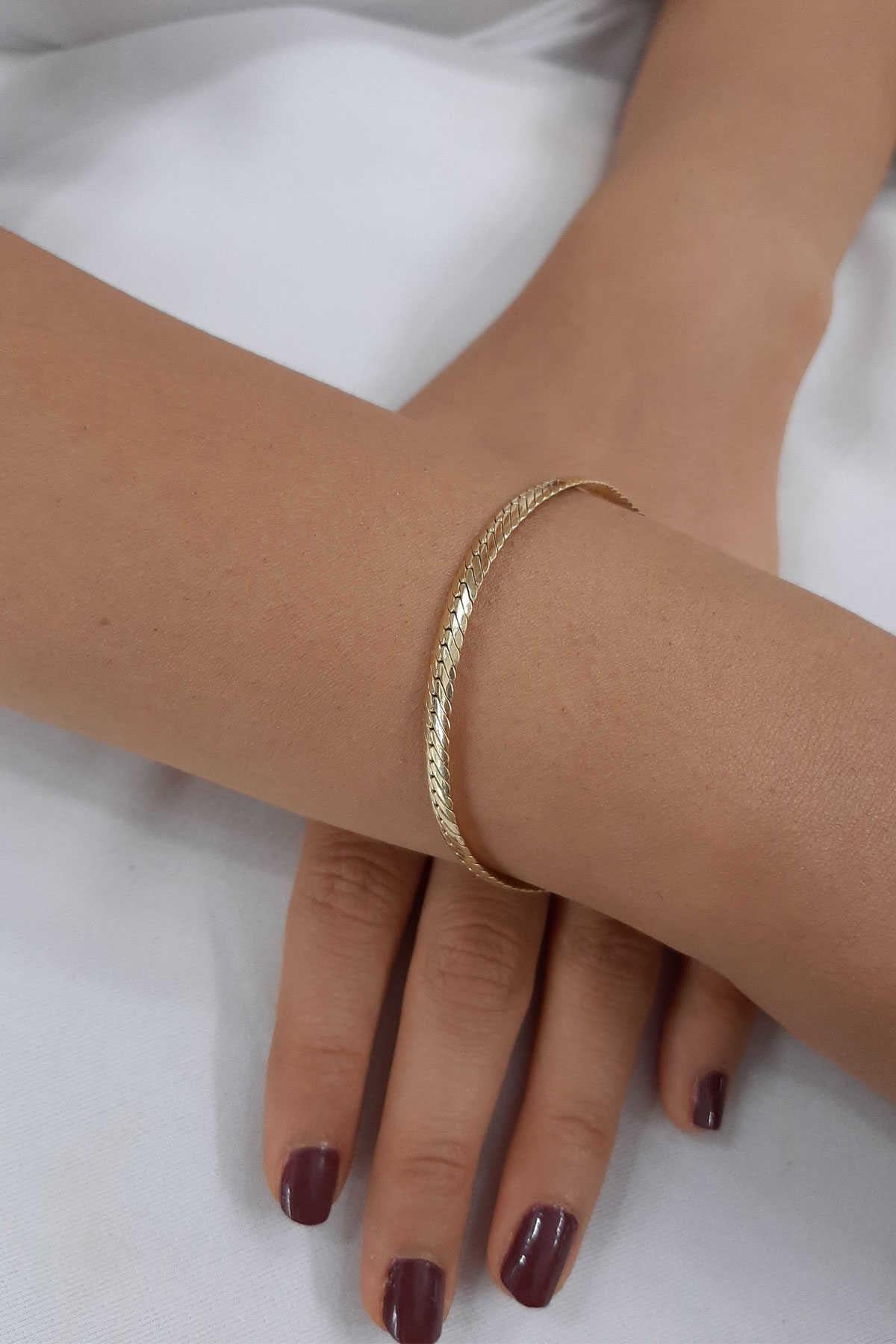 14K Gold İtalian Snake Bracelet 0.147 inch