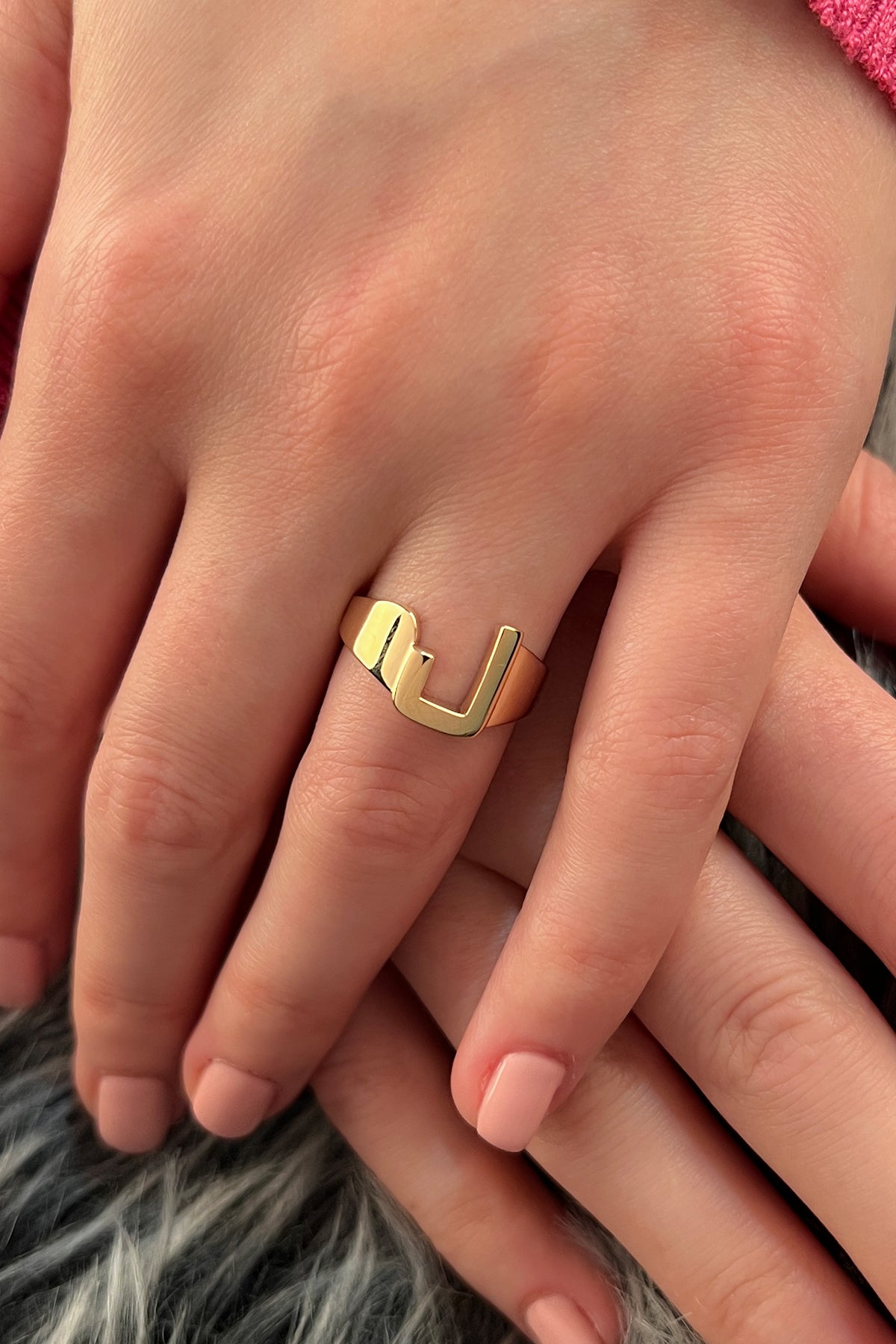 14k Gold J Initial Ring