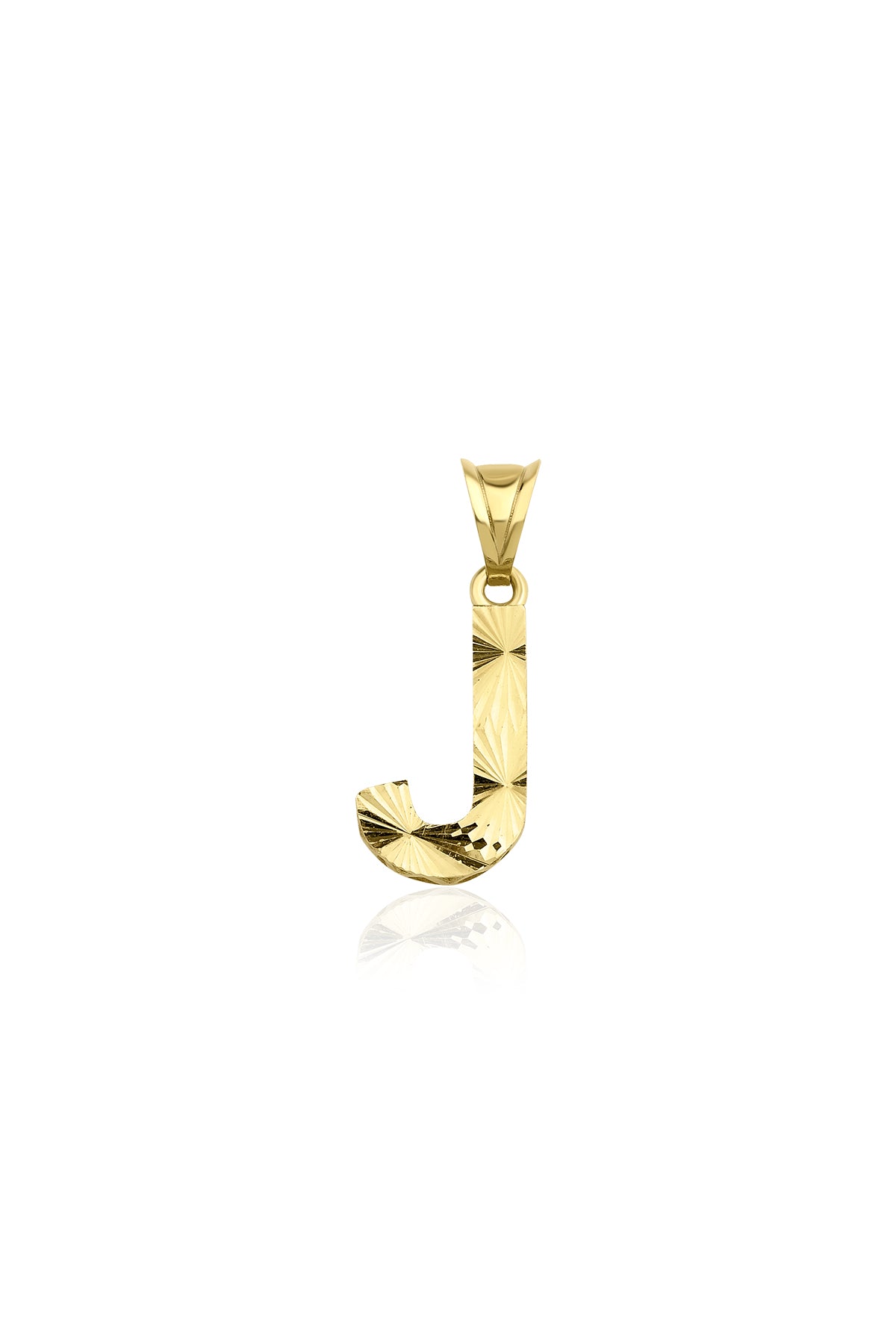 14K Gold J Letter Mini Shine Pendant