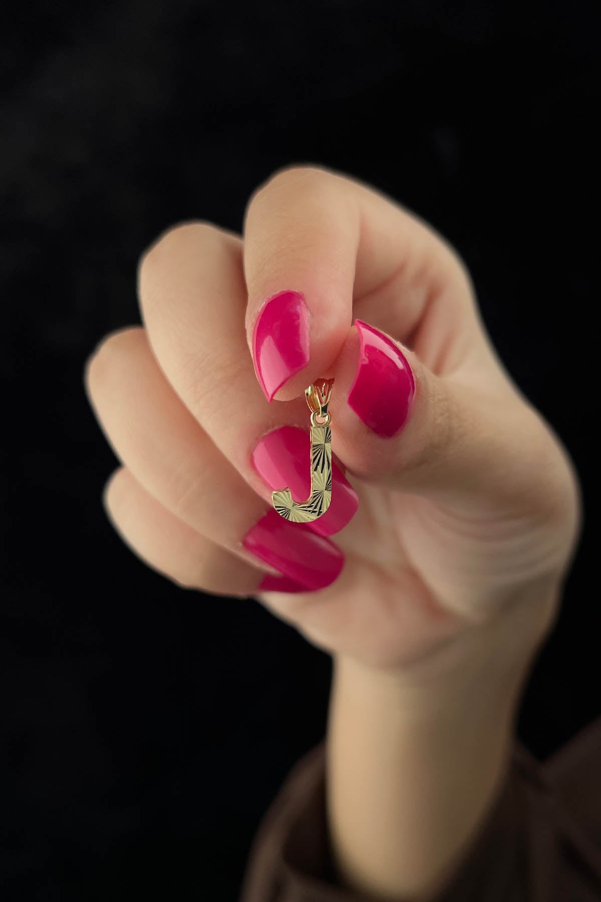 14K Gold J Letter Mini Shine Pendant