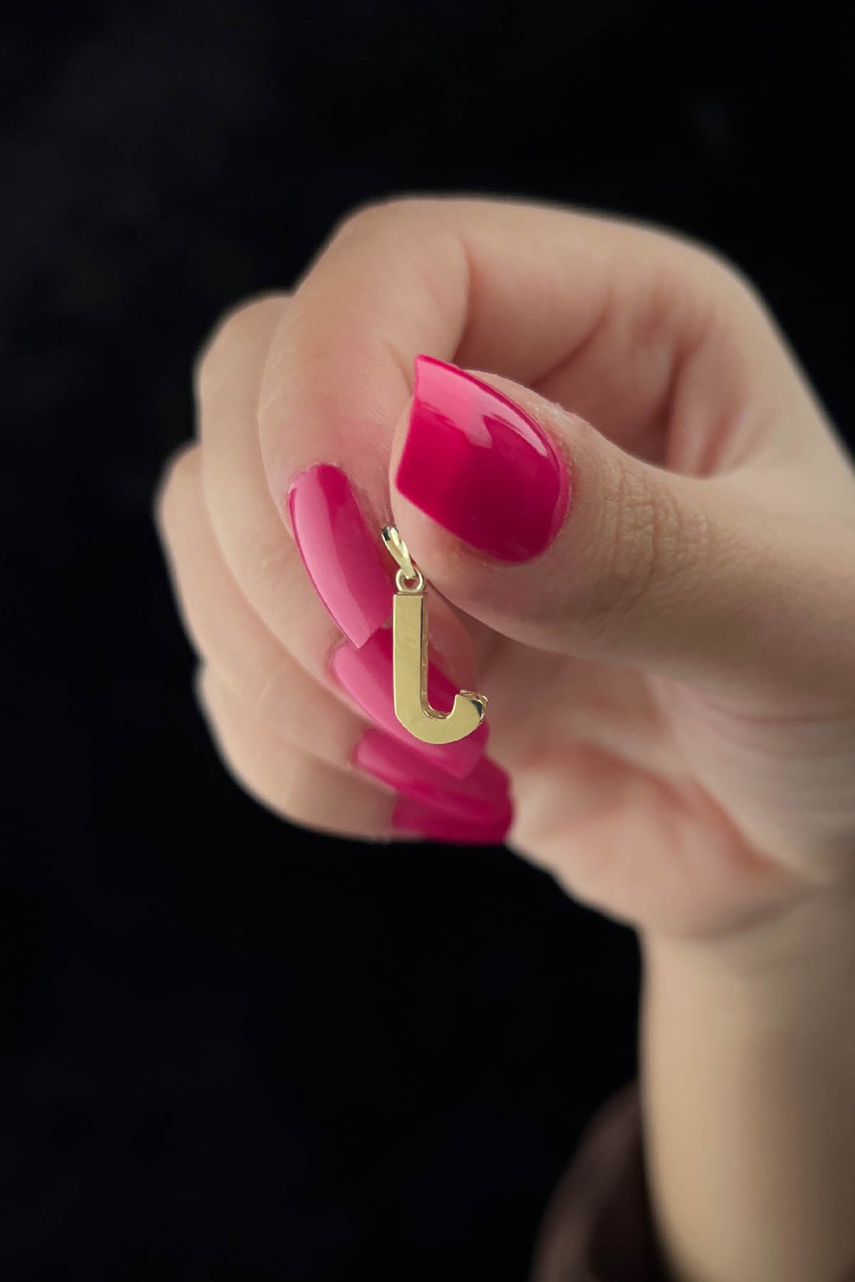 14K Gold J Letter Mini Shine Pendant