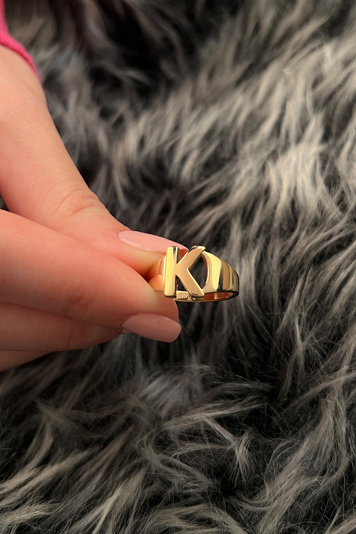 14k Gold K Initial Ring