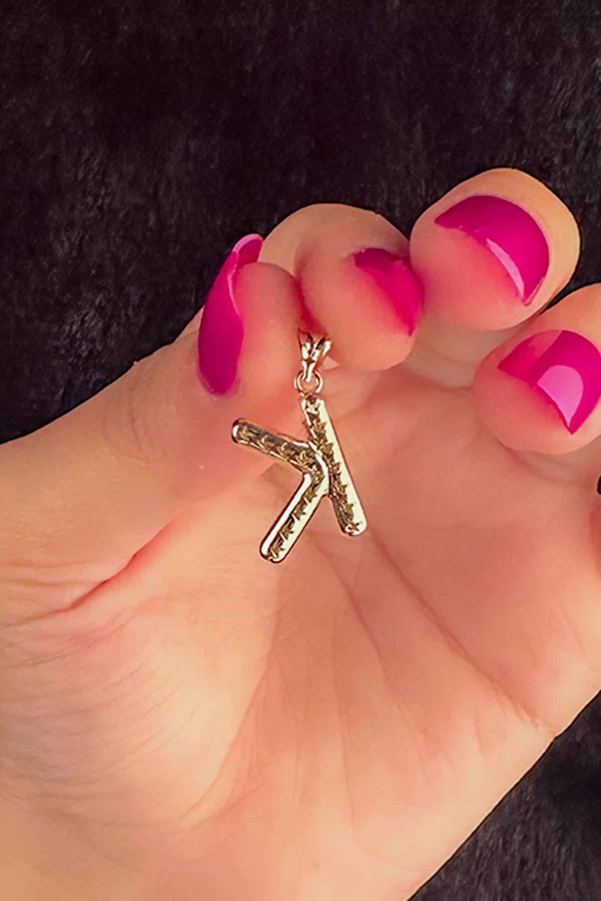 14K Gold K Letter Charm