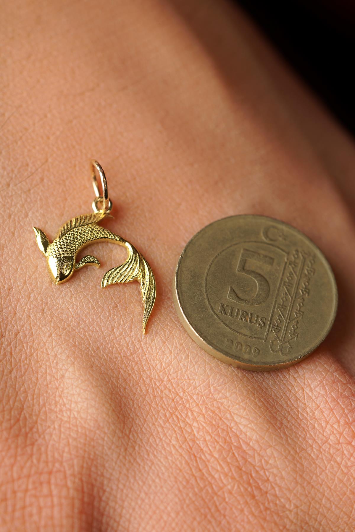 14K Solid Gold Koi Fish Pendant