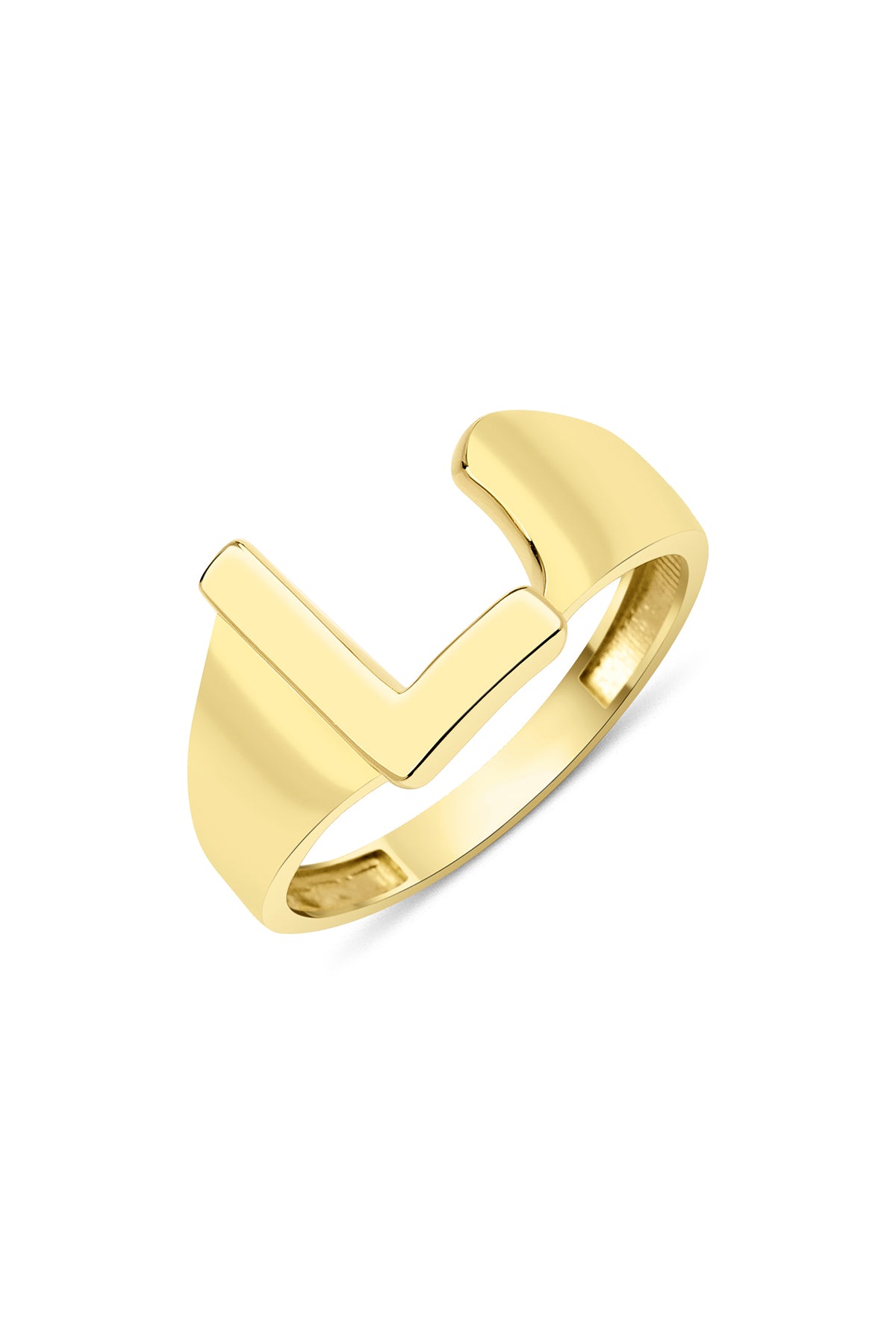 14k Gold L Initial Ring