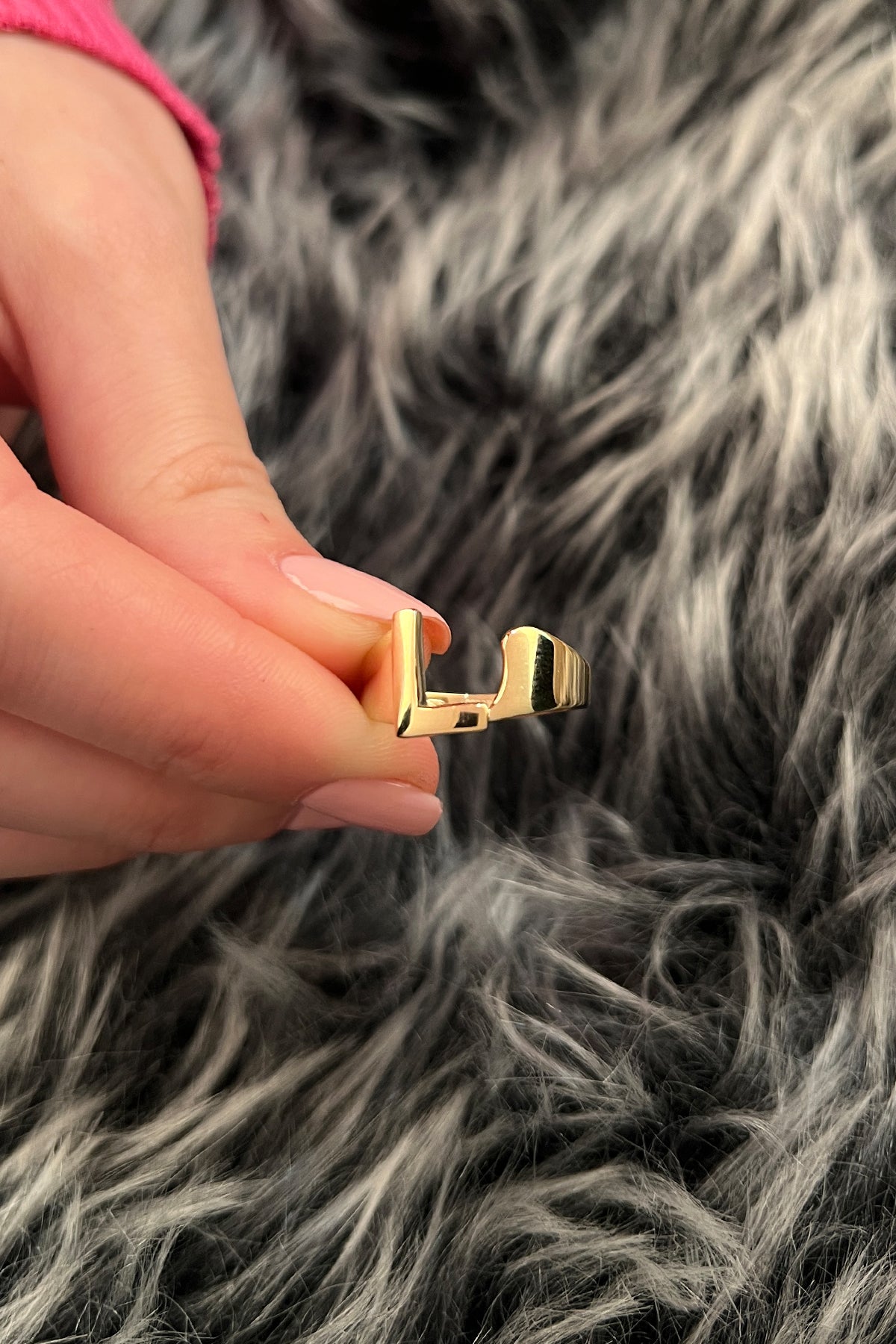 14k Gold L Initial Ring