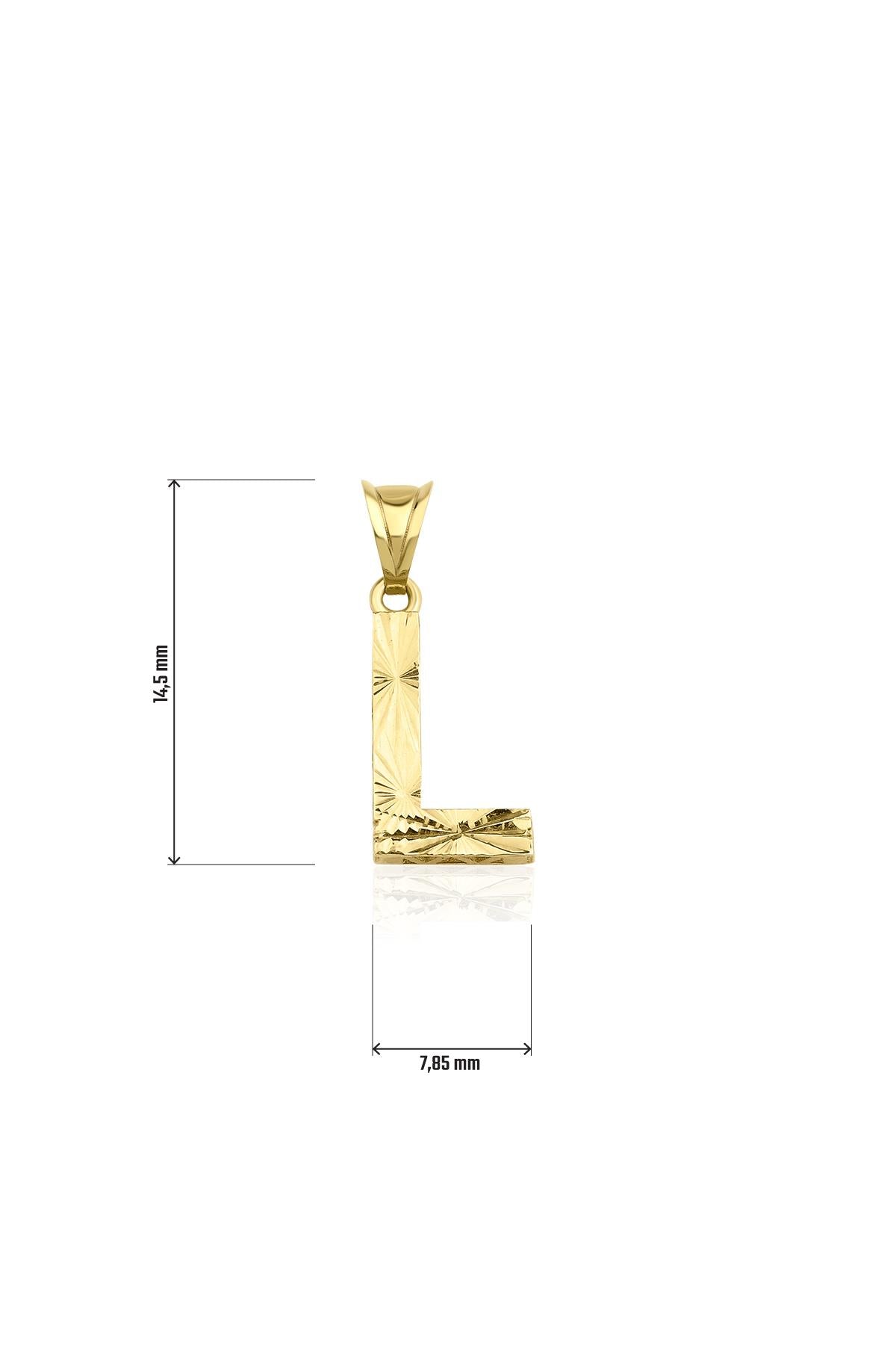 14K Gold L Letter Mini Shine Pendant