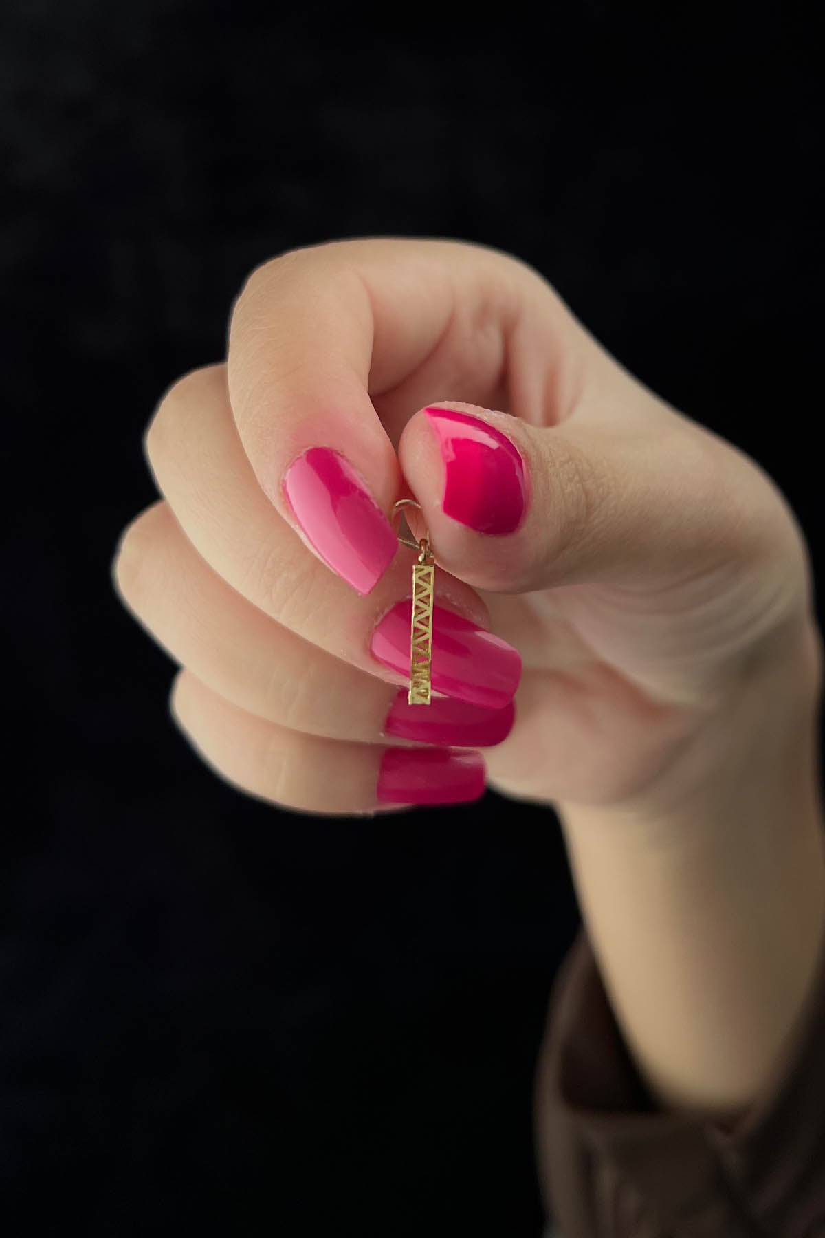 14K Gold L Letter Mini Shine Pendant