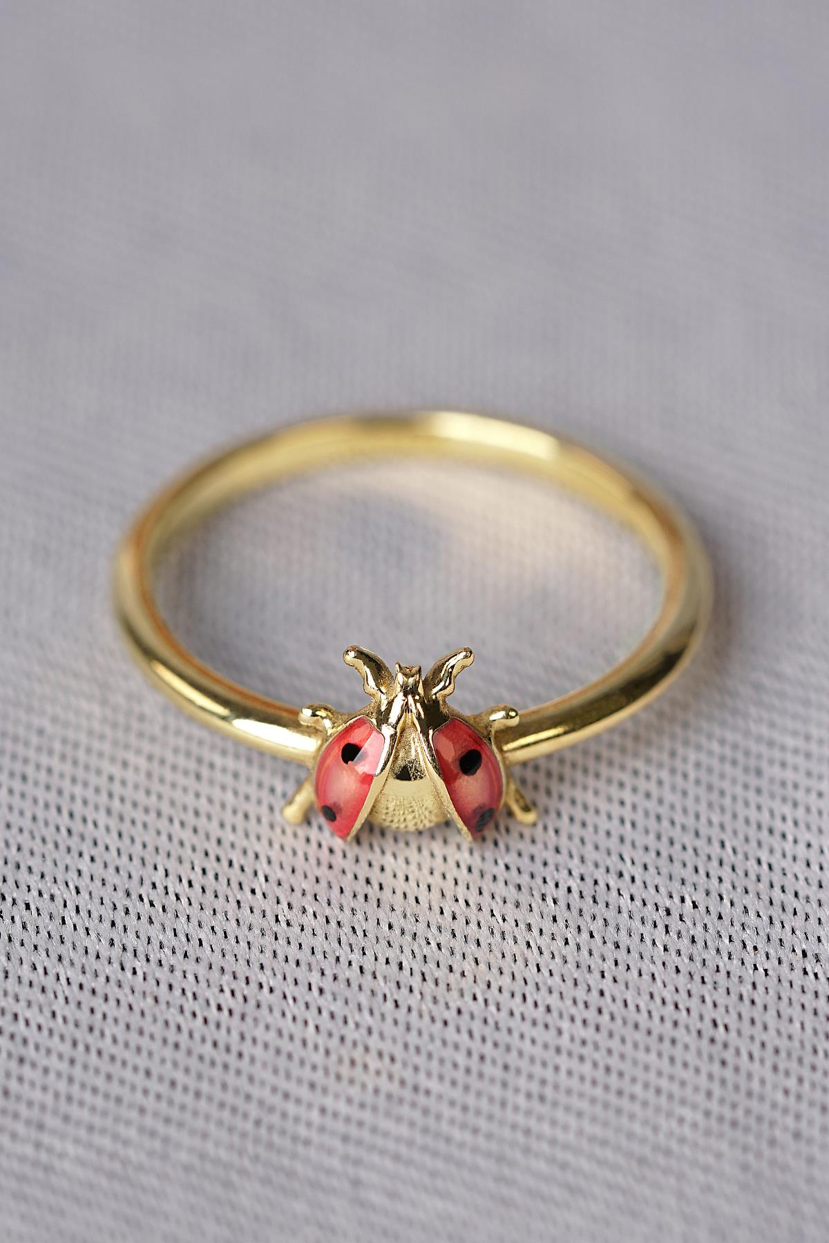14K Gold Ladybug Ring