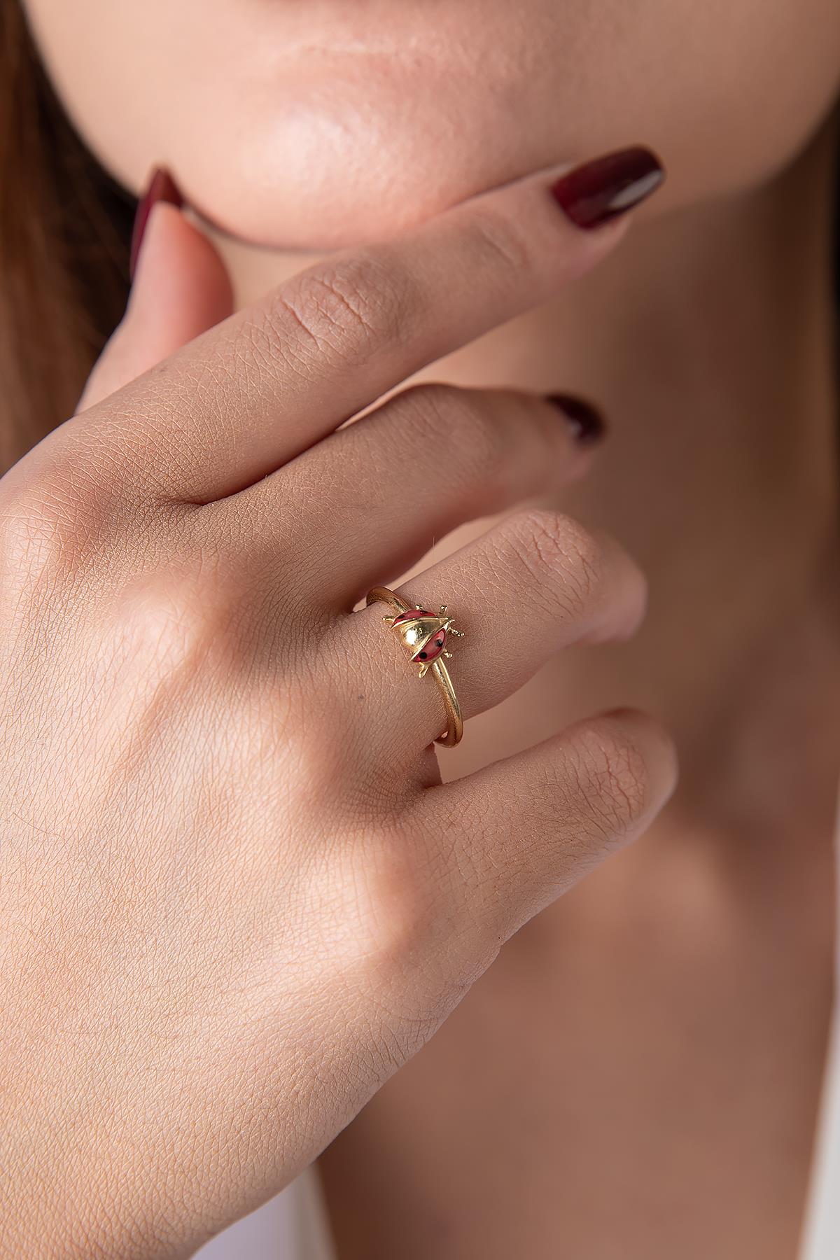 14K Gold Ladybug Ring