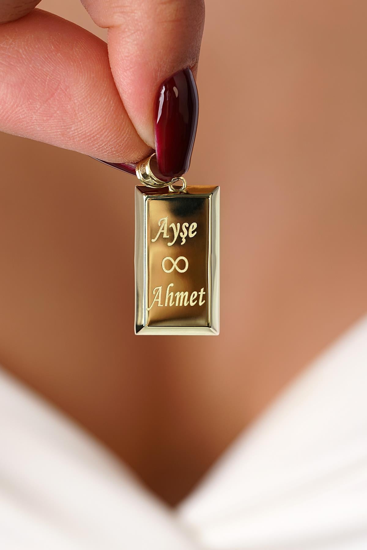 14K Gold Large Ingot Gold Bar Pendant