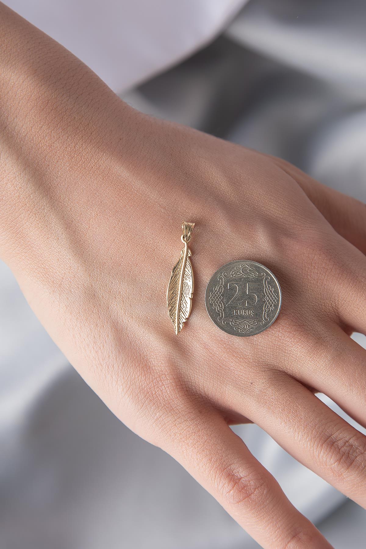 14K Solid Gold Leaf Pendant