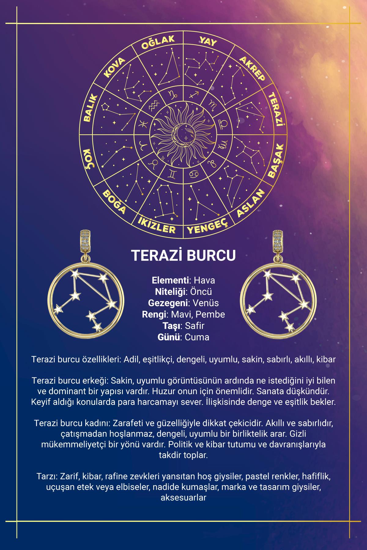 14K Gold Libra Zodiac Constellation Pendant