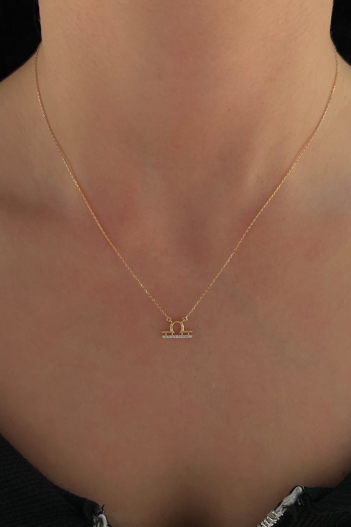 14K Gold Libra Zodiac Sign Necklace