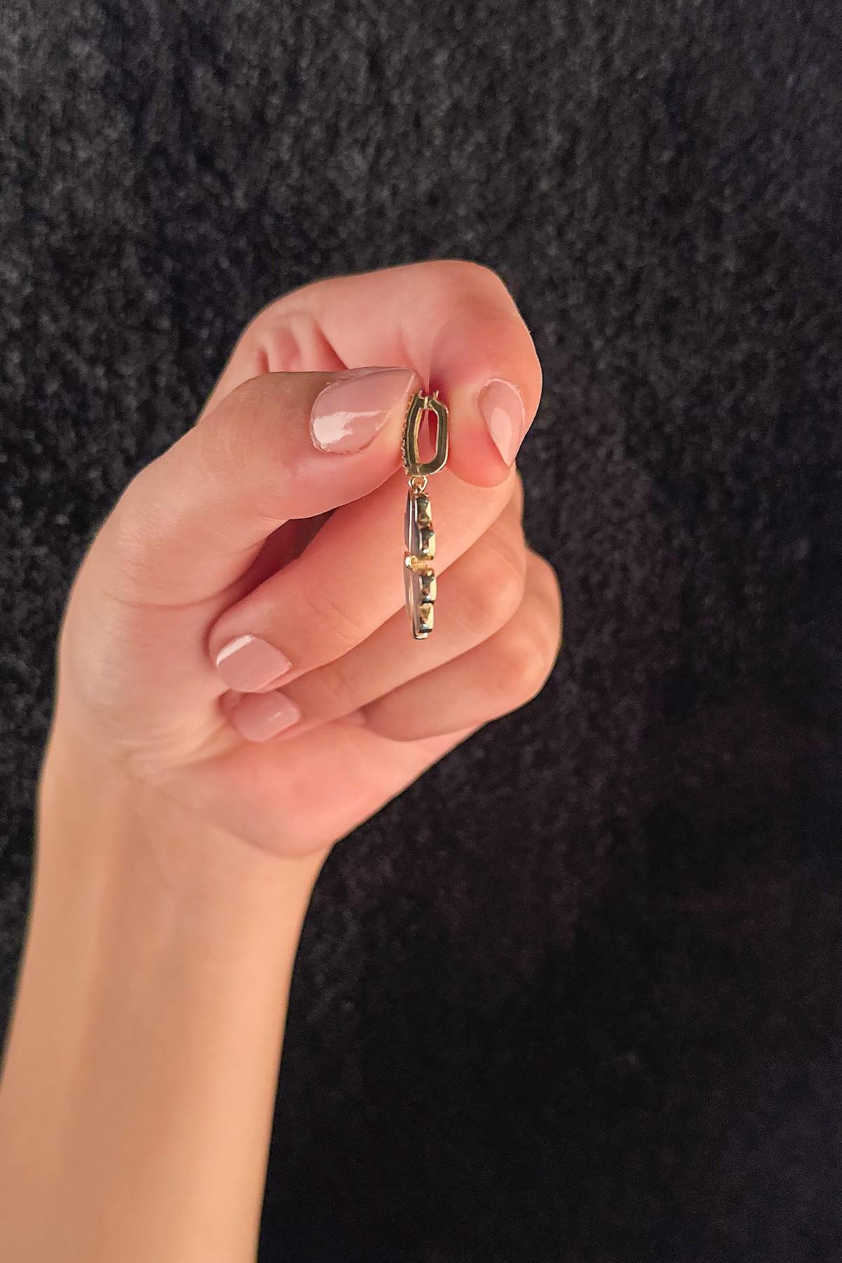 14K Gold Light Blue Enamel Four Leaf Clover Charm