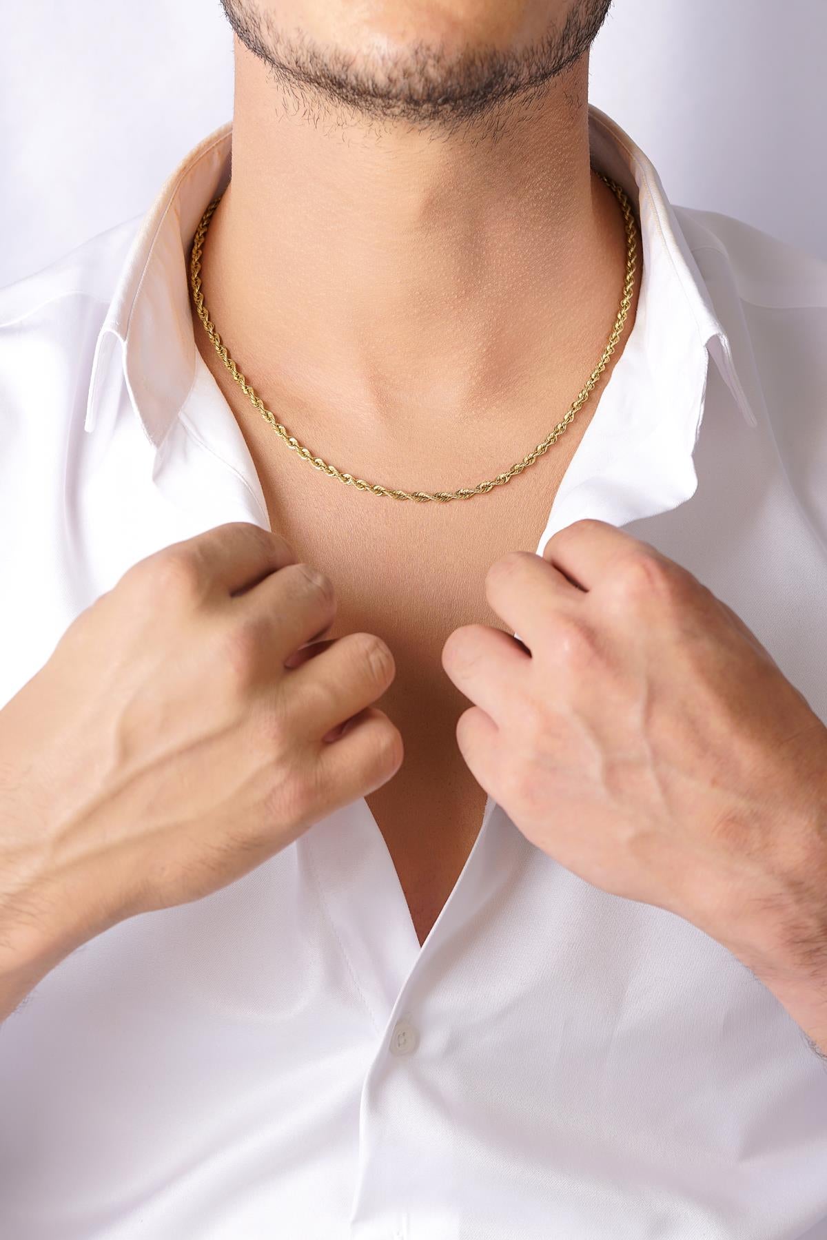 14K Solid Gold Light Rope Chain