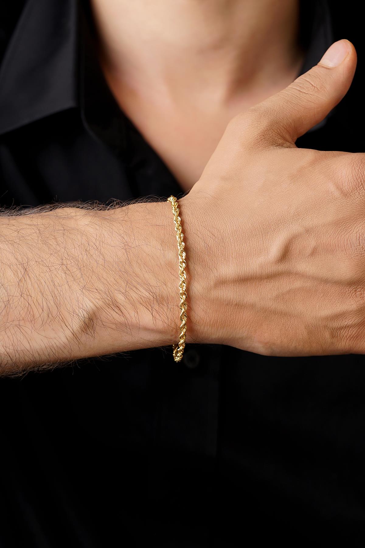 14K Gold Light Rope Chain Bracelet 0.098 inch