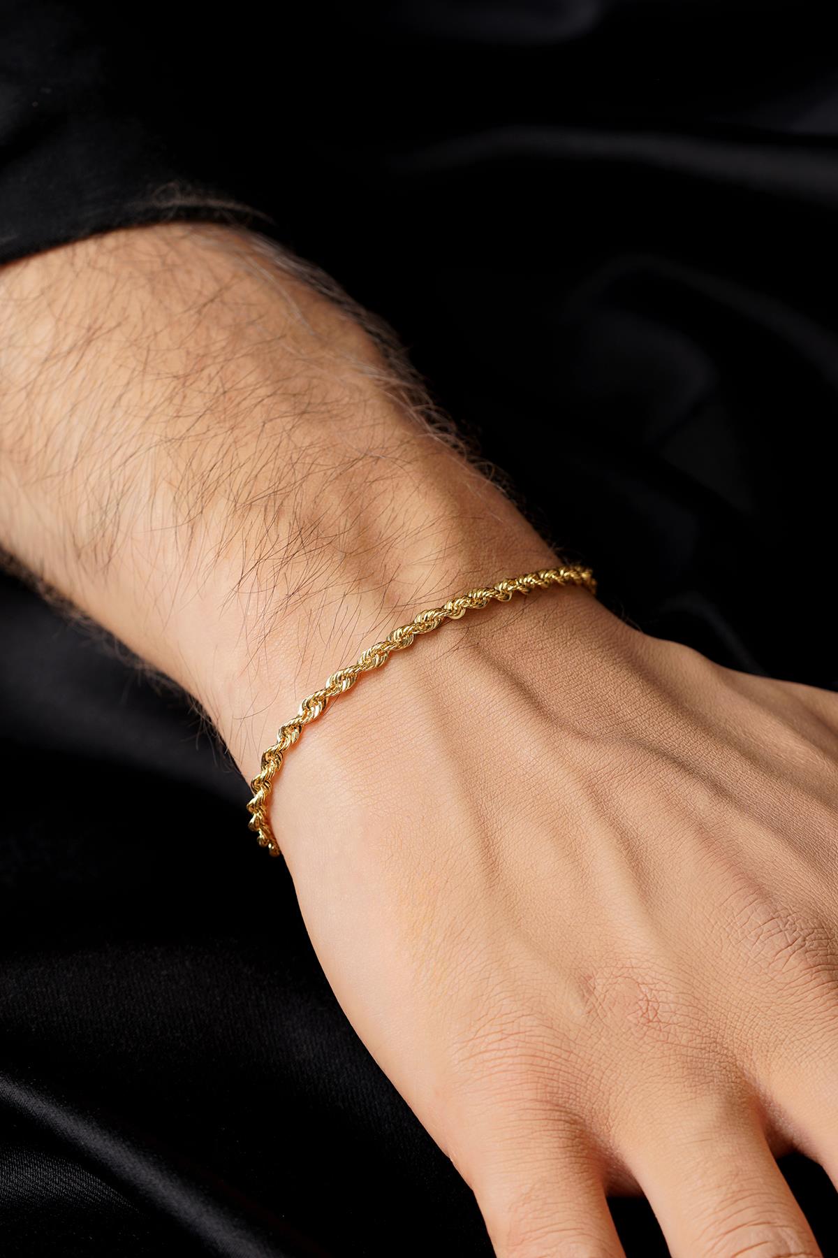 14K Solid Gold Light Rope Chain Bracelet 0.098 inch