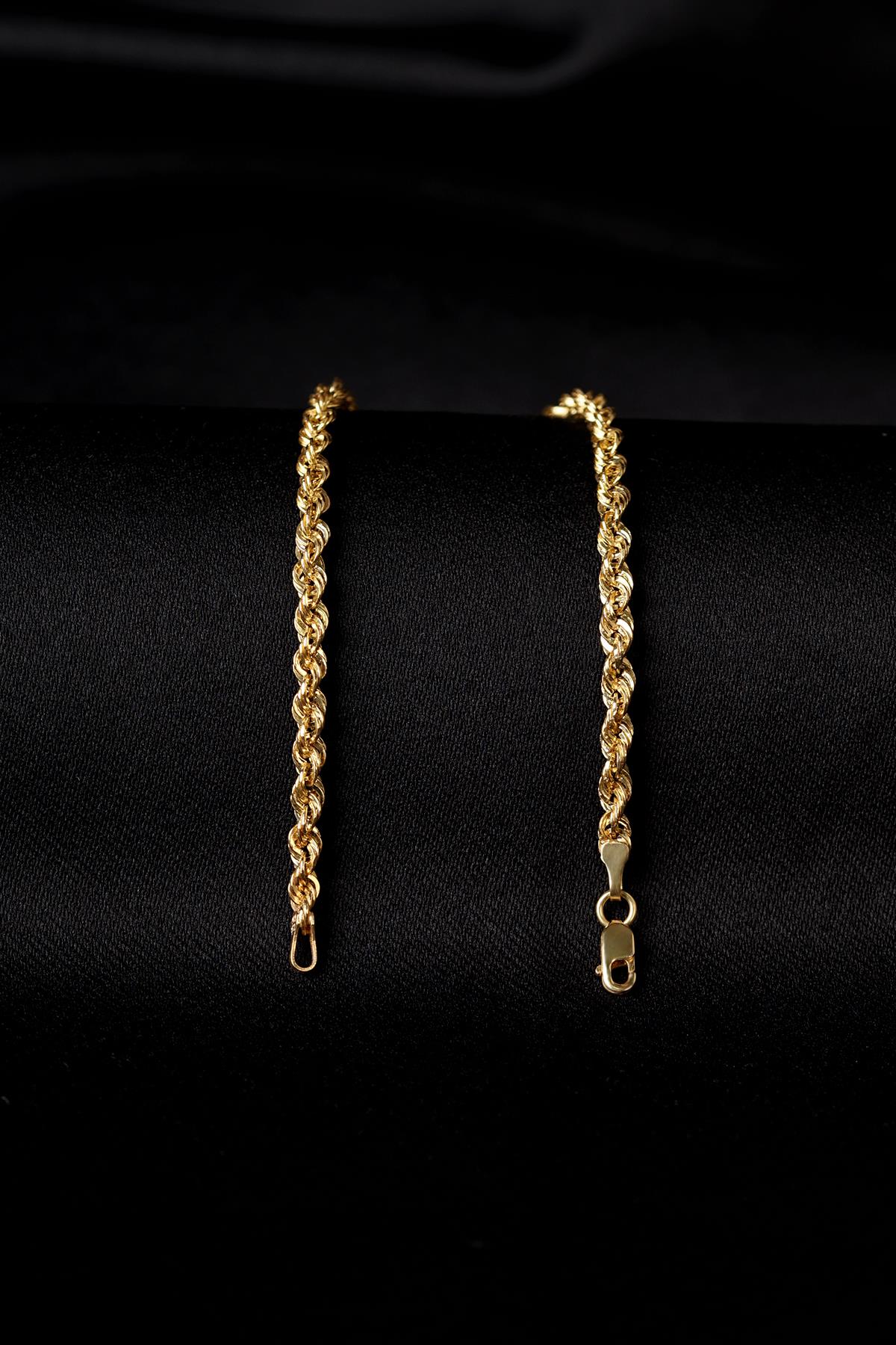 14K Solid Gold Light Rope Chain Bracelet 0.098 inch
