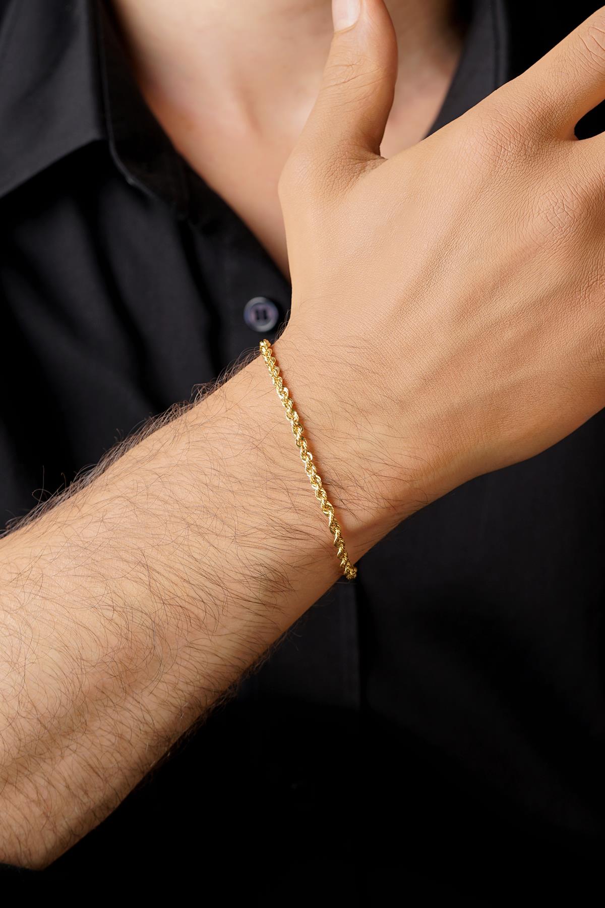 14K Gold Light Rope Chain Bracelet 0.098 inch