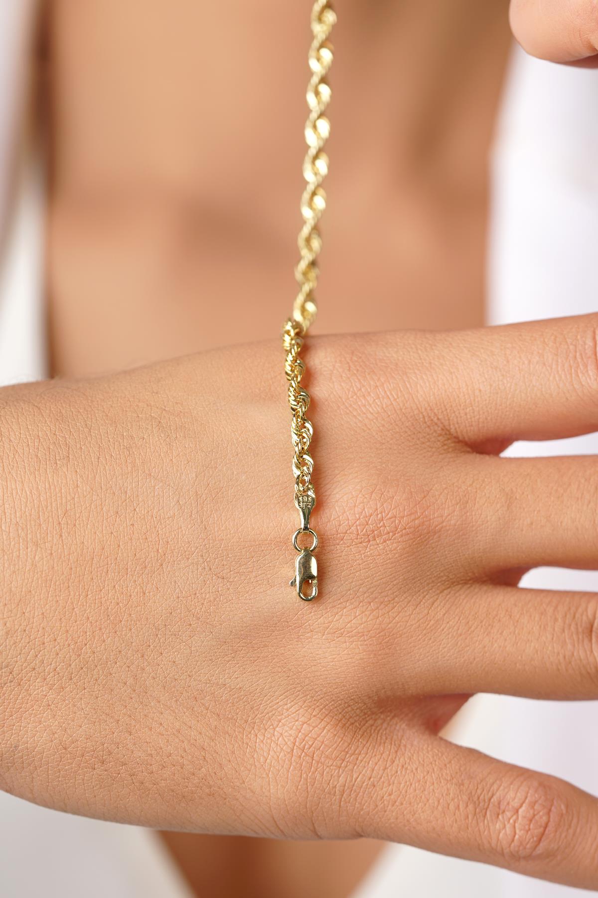 14K Gold Light Rope Chain Bracelet 0.124 inch