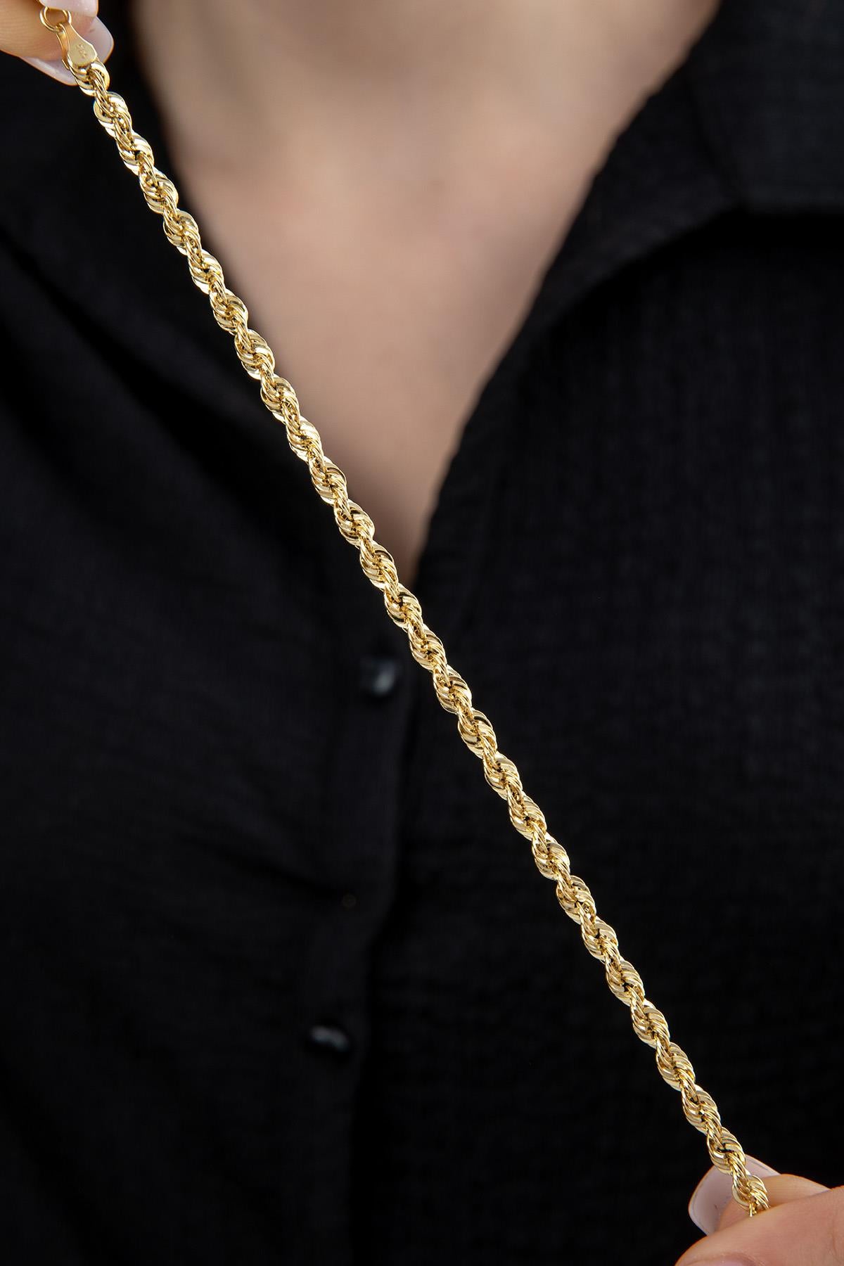 14K Gold Light Rope Chain Bracelet 0.153 inch
